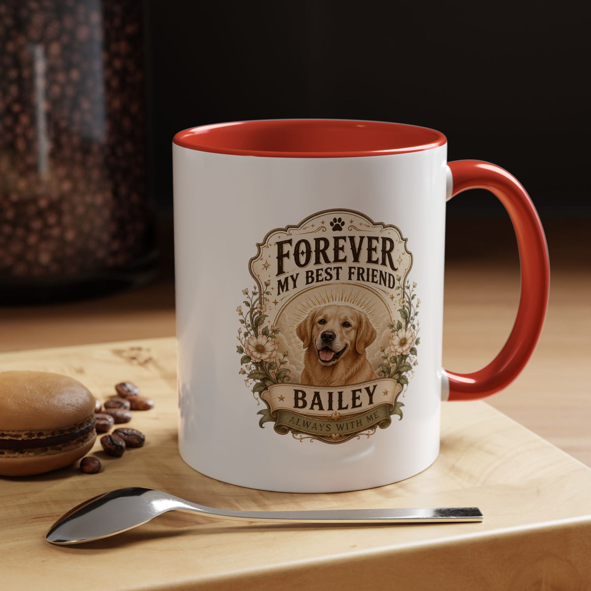 Milo Bailey Dog Dad Mom Forever My Best Friend Dog Coffee Mug — Personalized Pet Name Golden Retriever Accent Mug