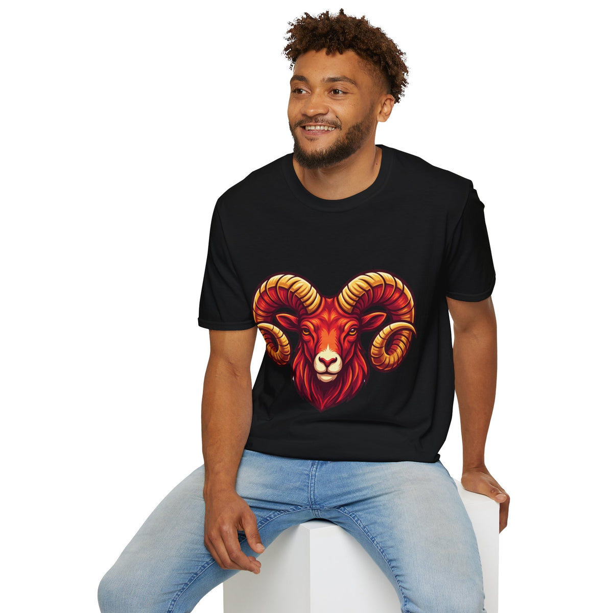 Aries Zodiac Ram Skull T-Shirt — Bold Goat Horn Graphic Tee (Aries/Zodiac)
