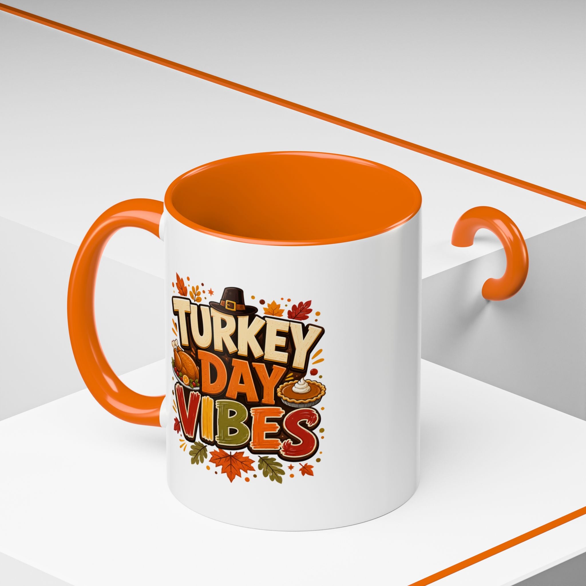 Thanksgiving Mug Turkey Day Vibes Accent Mug — Thanksgiving Coffee Cup
