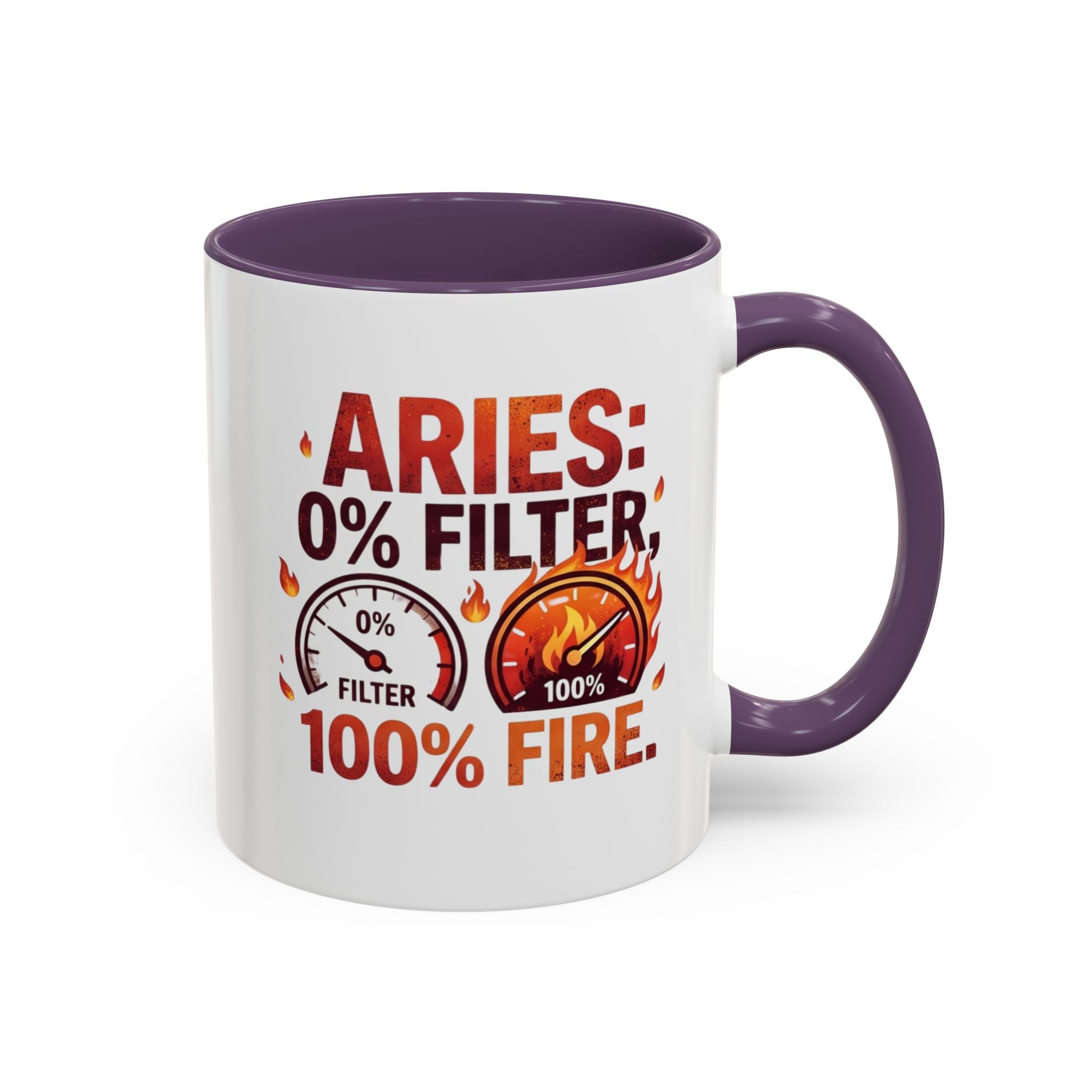 Aries Coffee Mug — "0% Filter, 100% Fire" Zodiac Astrology Mug