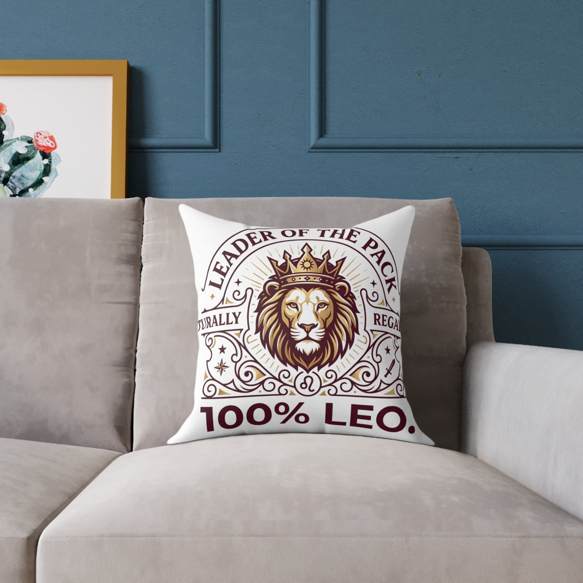 Leo Zodiac Leader Of The Pack Square Poly Canvas Pillow