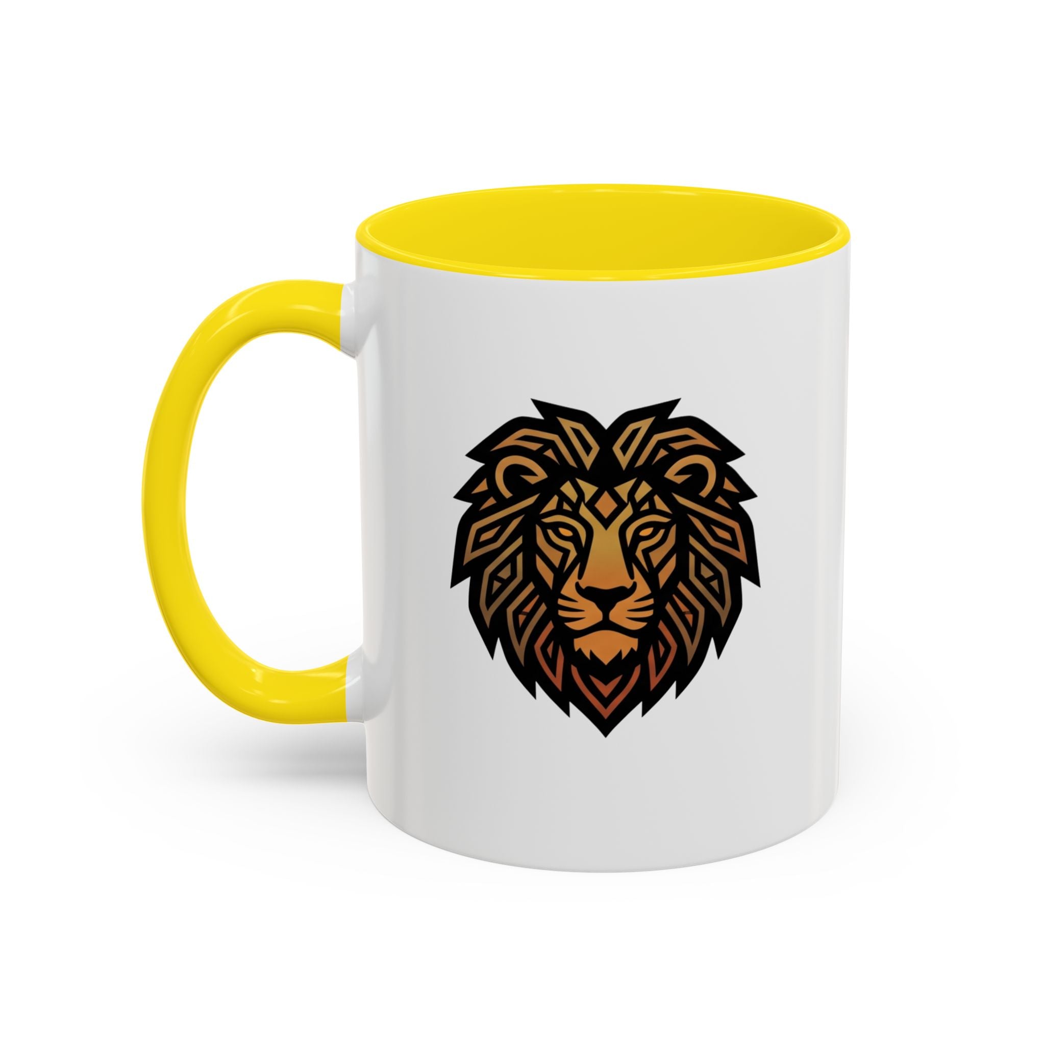 Lion Head Accent Coffee Mug — Bold Geometric Mane Design