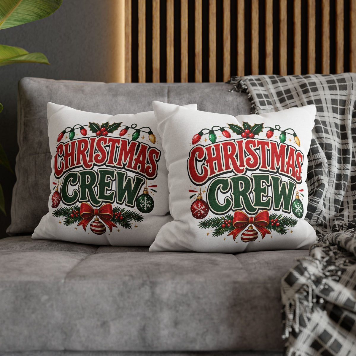 Christmas Crew Holiday Throw Pillowcase — Festive Decorative Cushion Cover