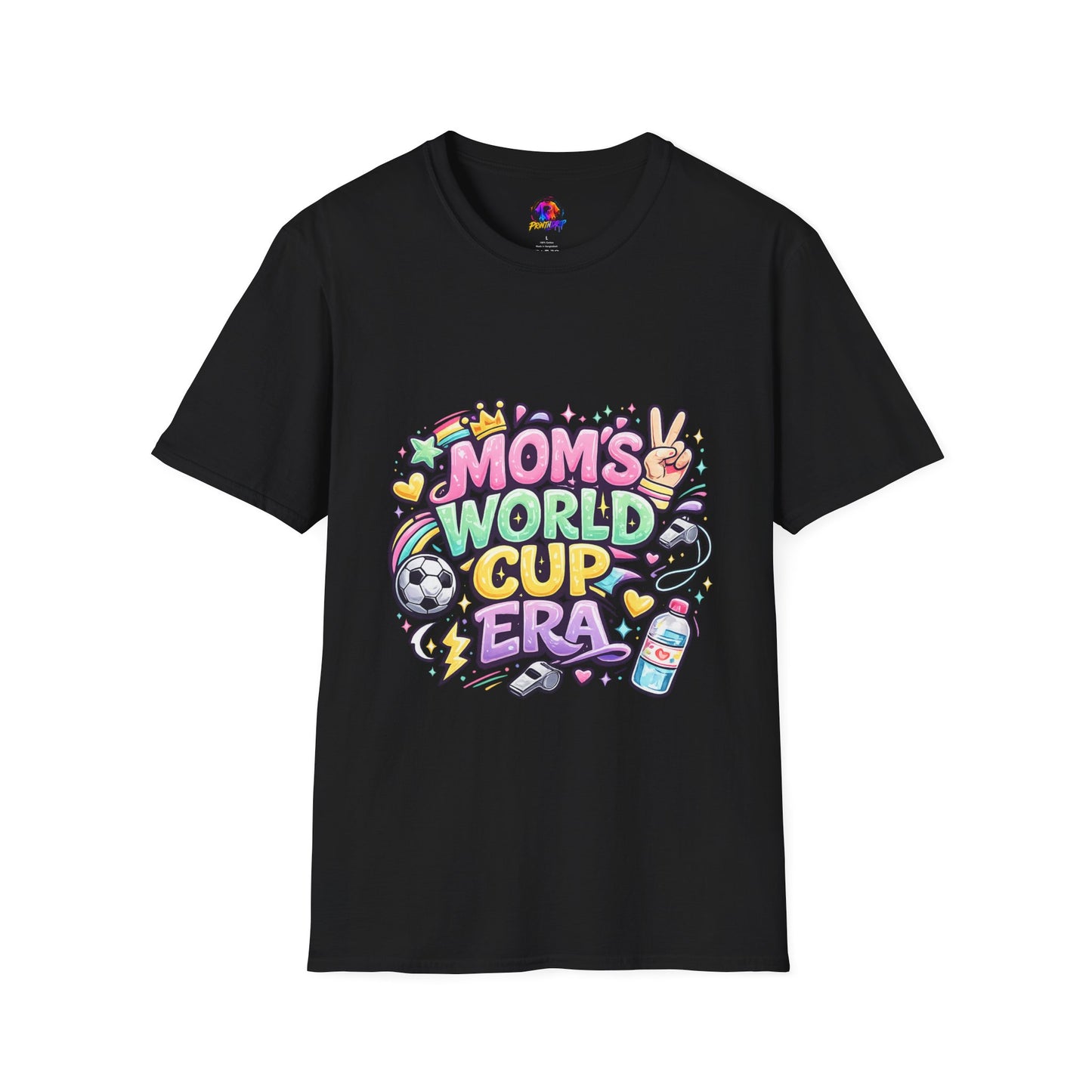 Girls Kids Mom's World Cup Era T‑Shirt — Playful Soccer Mom Tee