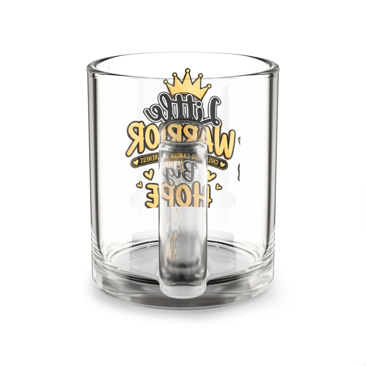 Glass Mug — "Little Warrior Big Hope" Childhood Cancer Awareness Drinkware