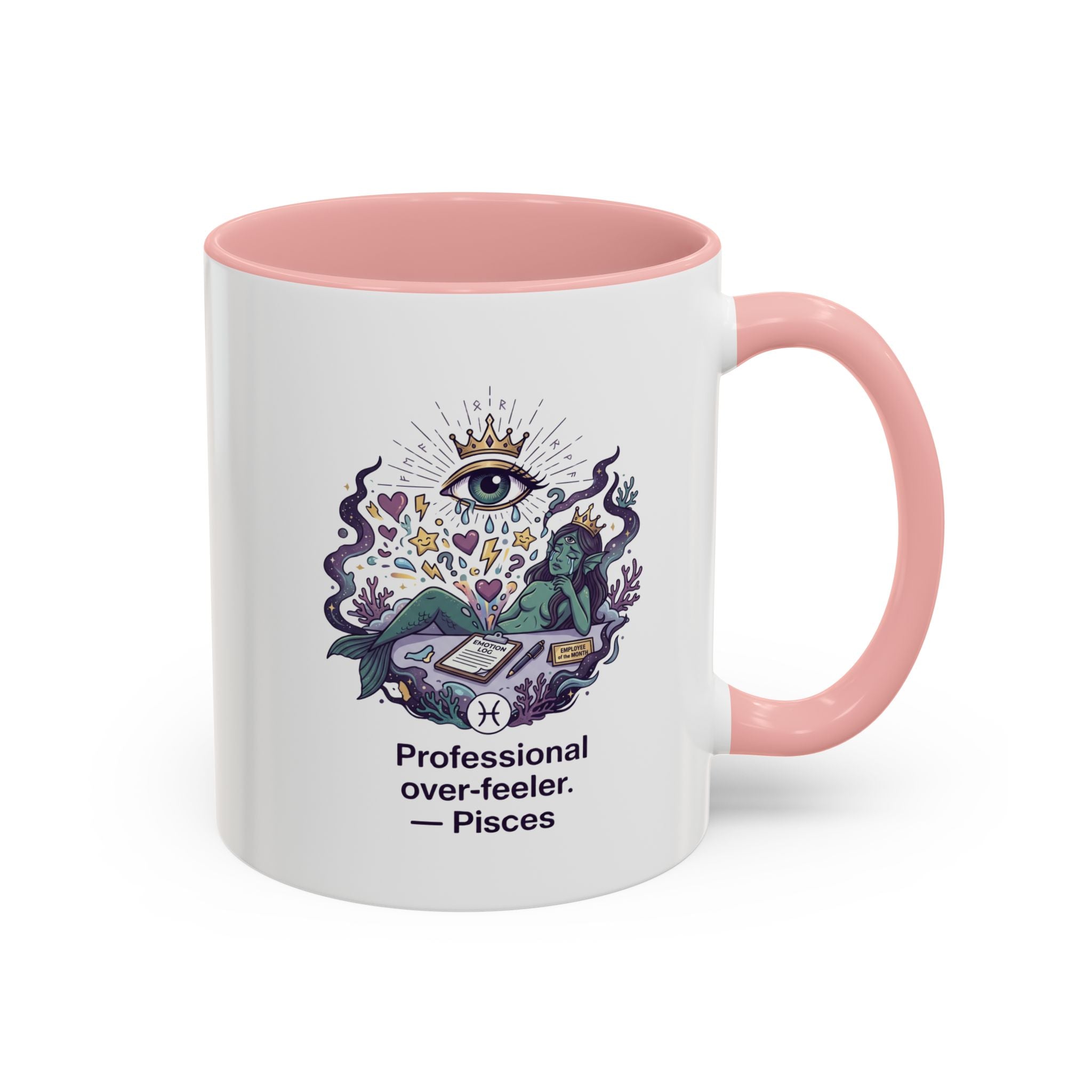 Pisces Coffee Mug — "Professional Over-feeler" Zodiac Accent Mug (11/15oz)