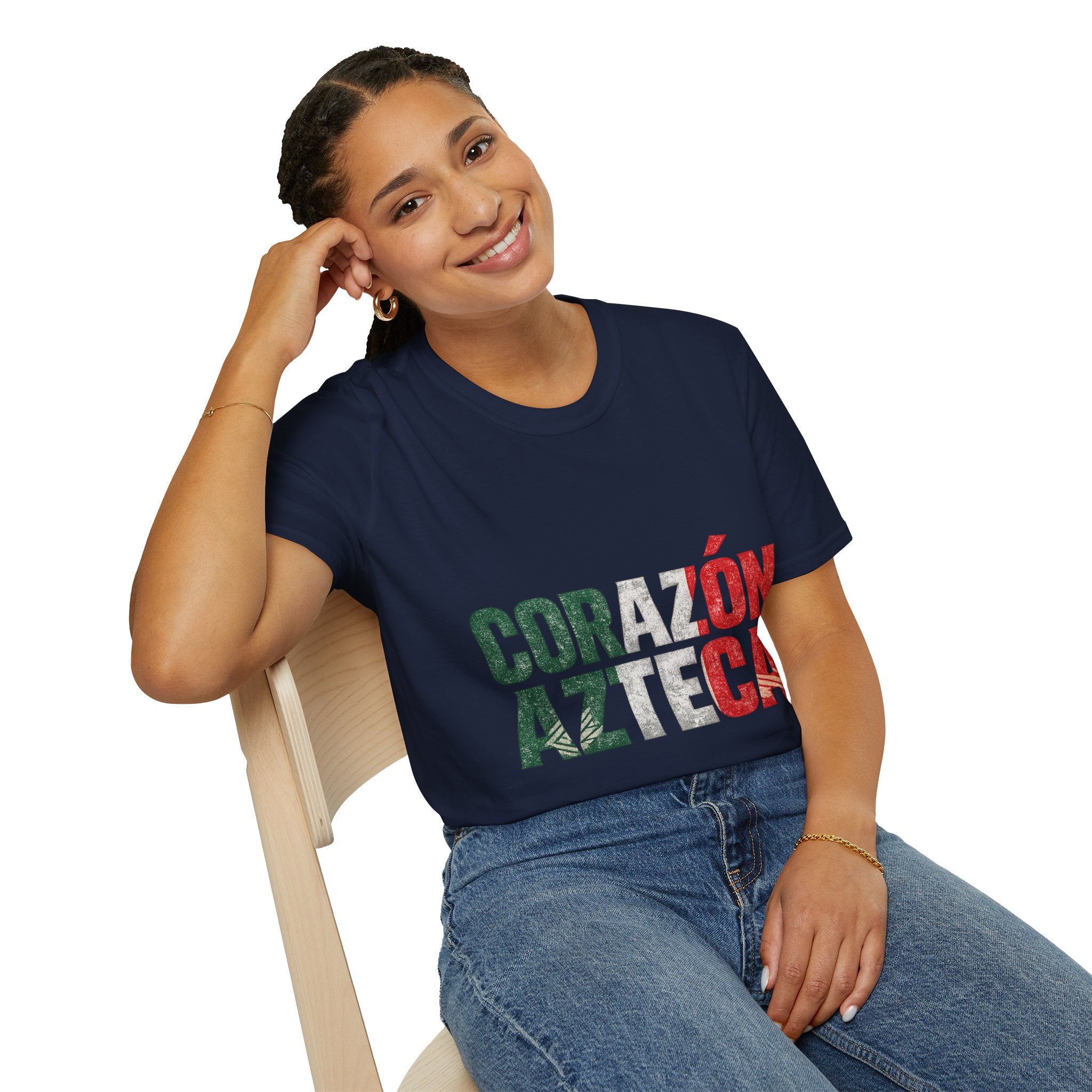 Mexico Corazón Azteca T-Shirt — Mexican Pride Flag Text Tee