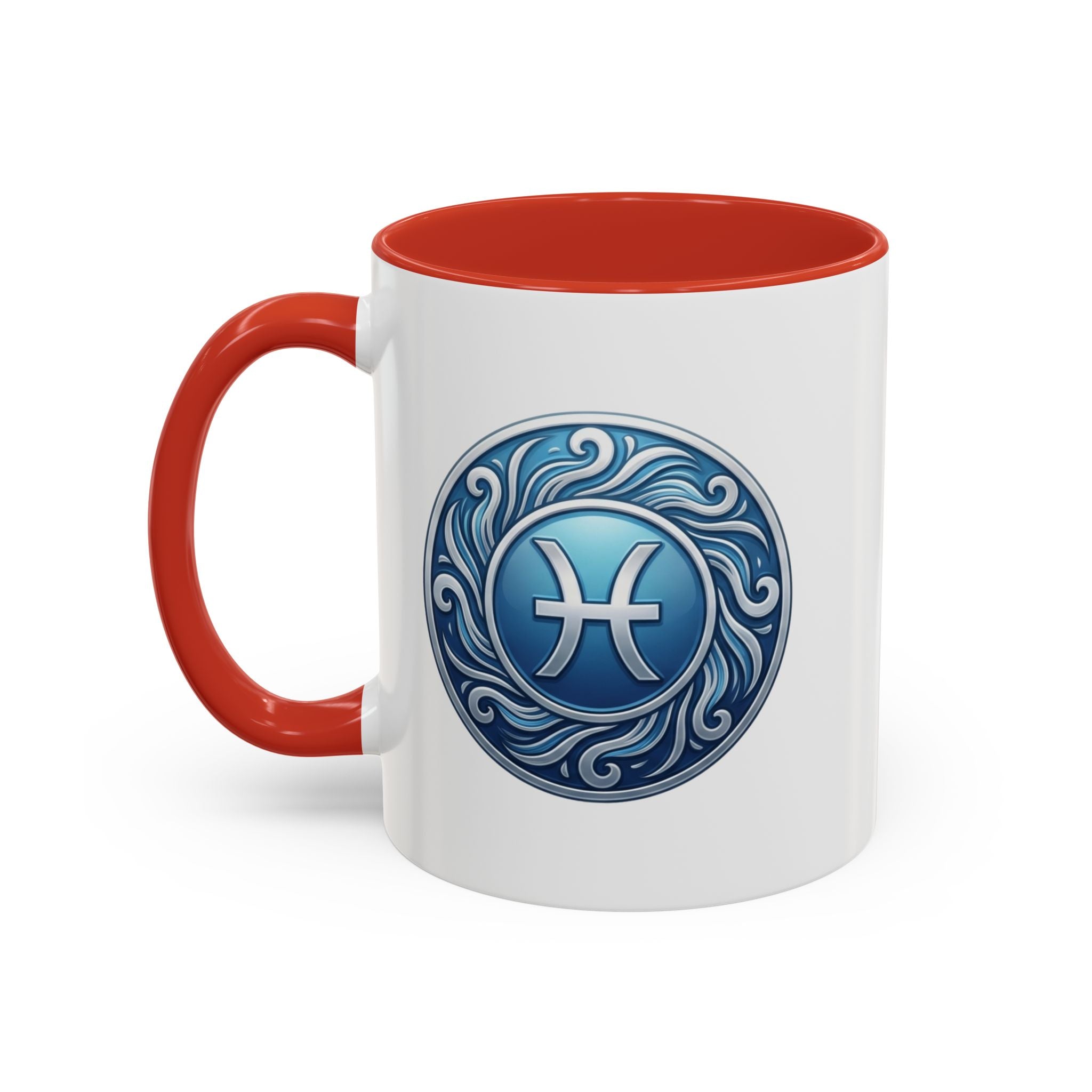 Pisces Zodiac Coffee Mug — Blue Astrological Symbol Accent Mug
