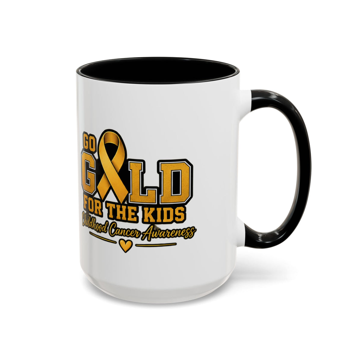 Gold For The Kids Coffee Mug — Childhood Cancer Awareness Accent Mug (11/15oz)