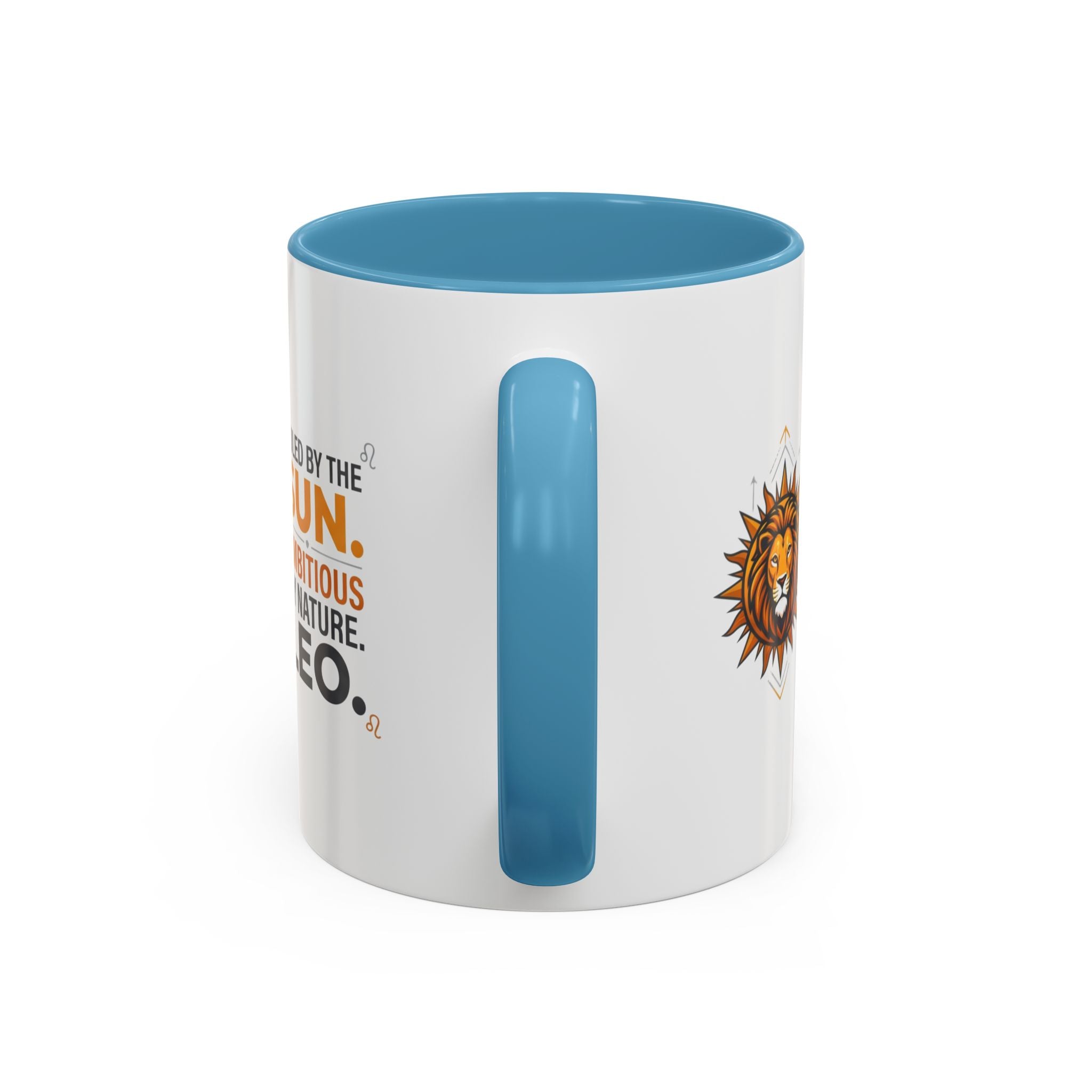 Leo Zodiac Coffee Mug — "Ruled by the Sun. Ambitious by Nature. LEO." Accent Ceramic Mug