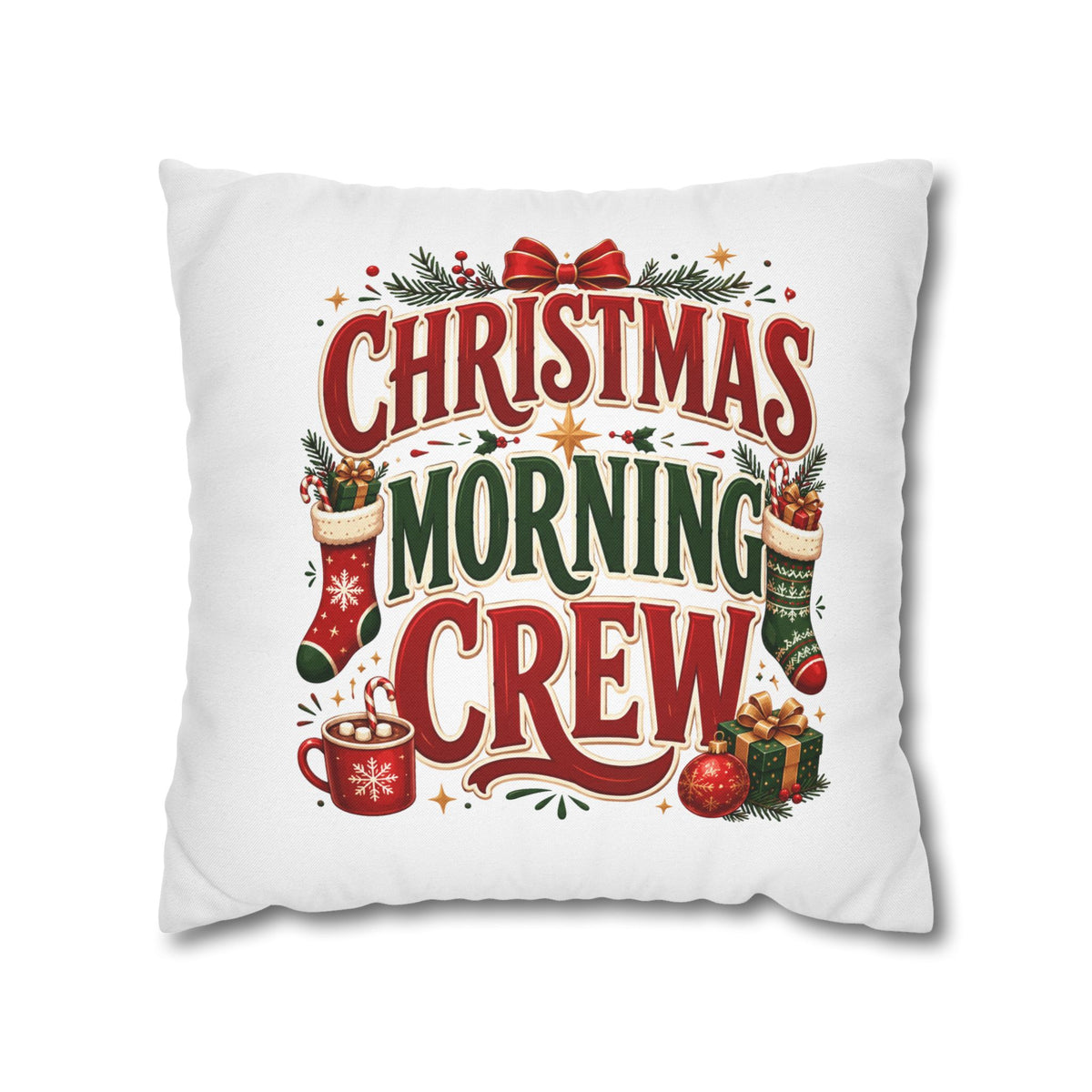 Christmas Spun Square Pillowcase  Morning Crew Pillowcase