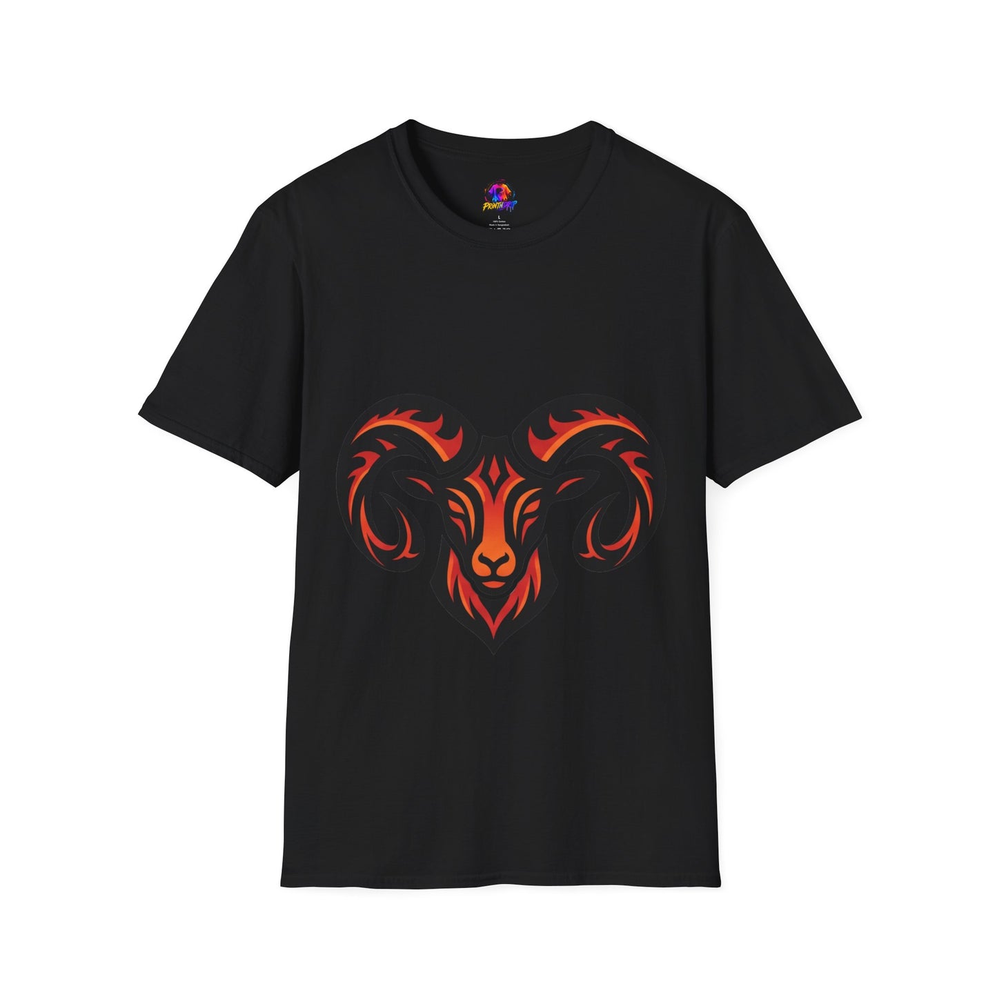 Ram Head Graphic T-Shirt — Tribal Flame Aries Design