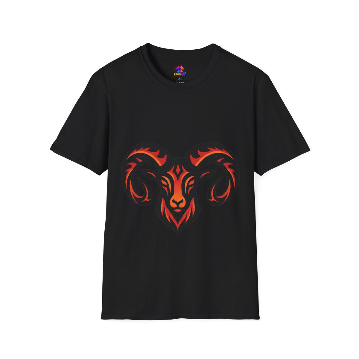 Aries Zodiac Ram Head Graphic T-Shirt — Tribal Flame Aries Design
