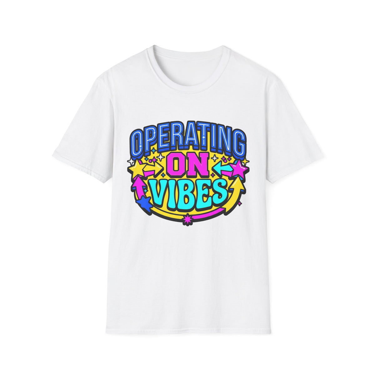 Operating On Good Vibes T-Shirt — Retro Rainbow Positive Energy Tee - Trending Now - August 2026