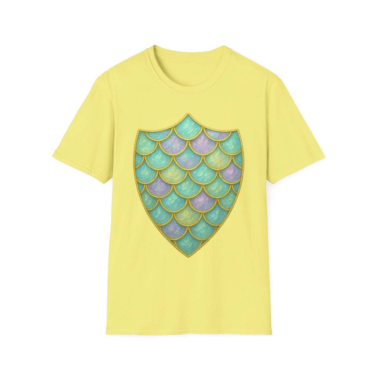 Mermaid Scale Shield T-Shirt — Iridescent Aquamarine Graphic Tee - Trending Now - September 2026