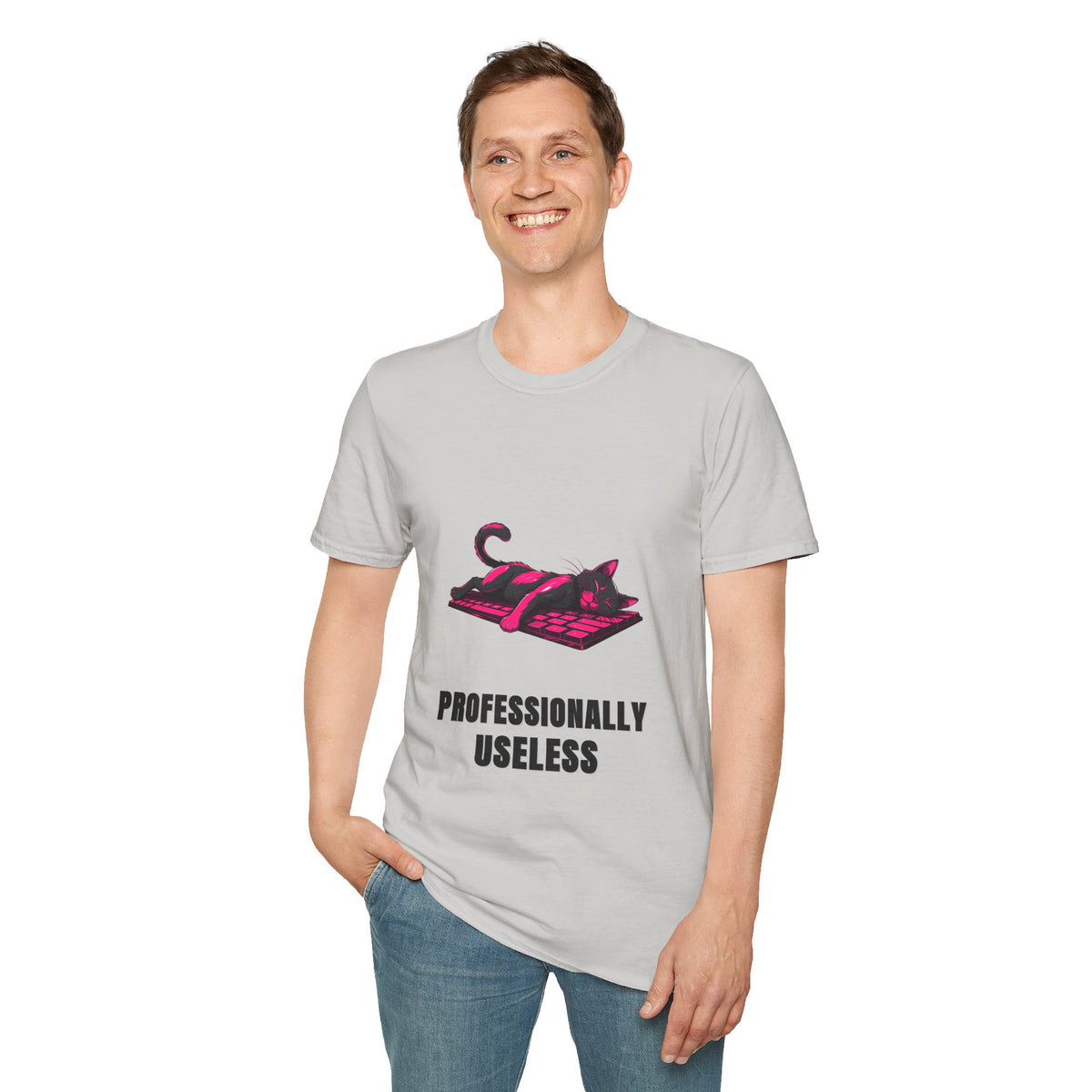 T‑Shirt — 'Professionally Useless' Relaxed Cat Graphic Tee - Trending Now - August 2026