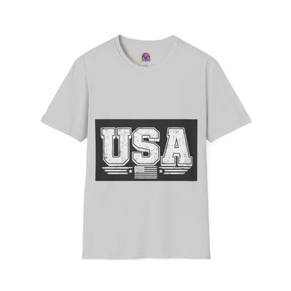 USA Vintage Block T-Shirt — Patriotic Americana Graphic Tee