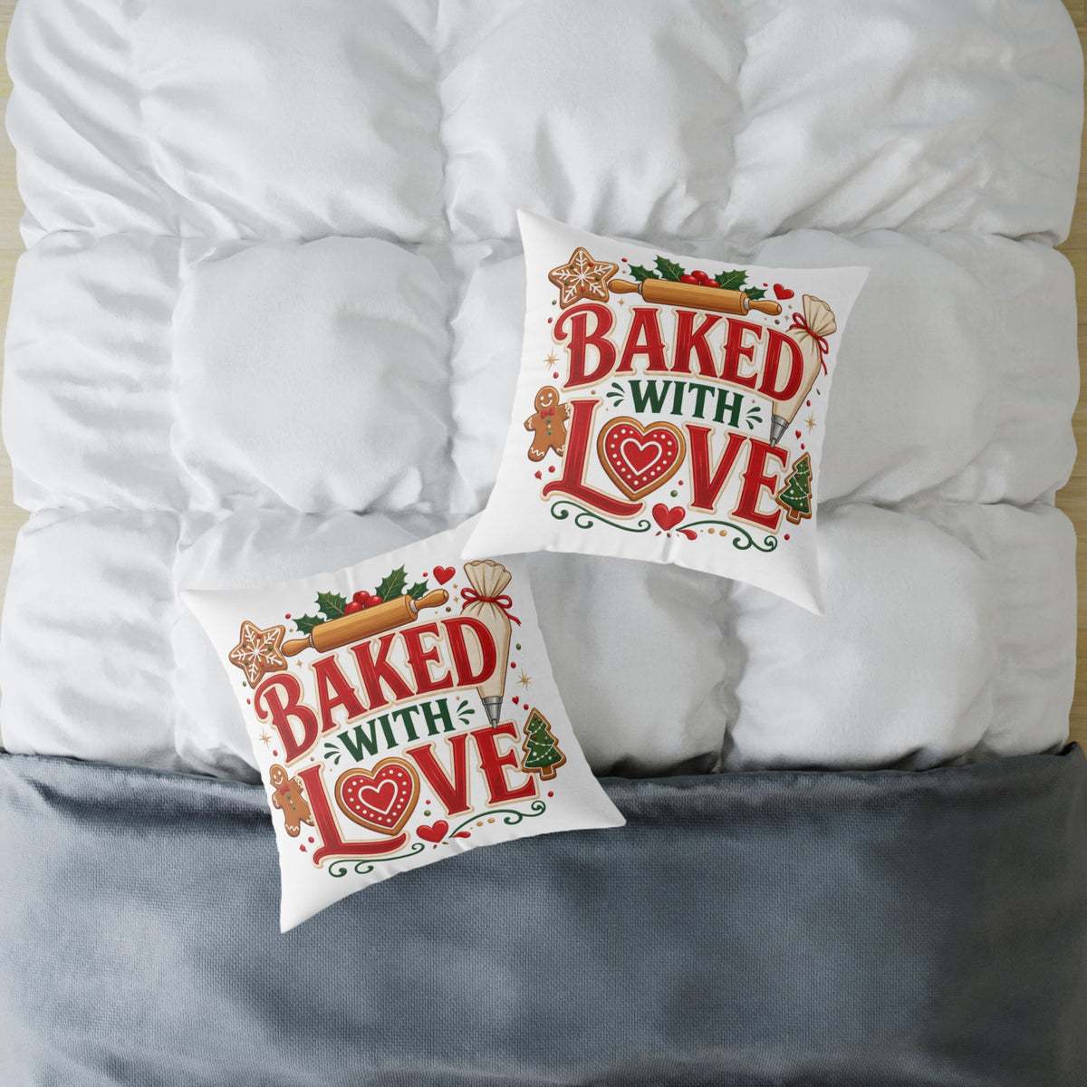Christmas Baked With Love Square Poly Canvas Pillow