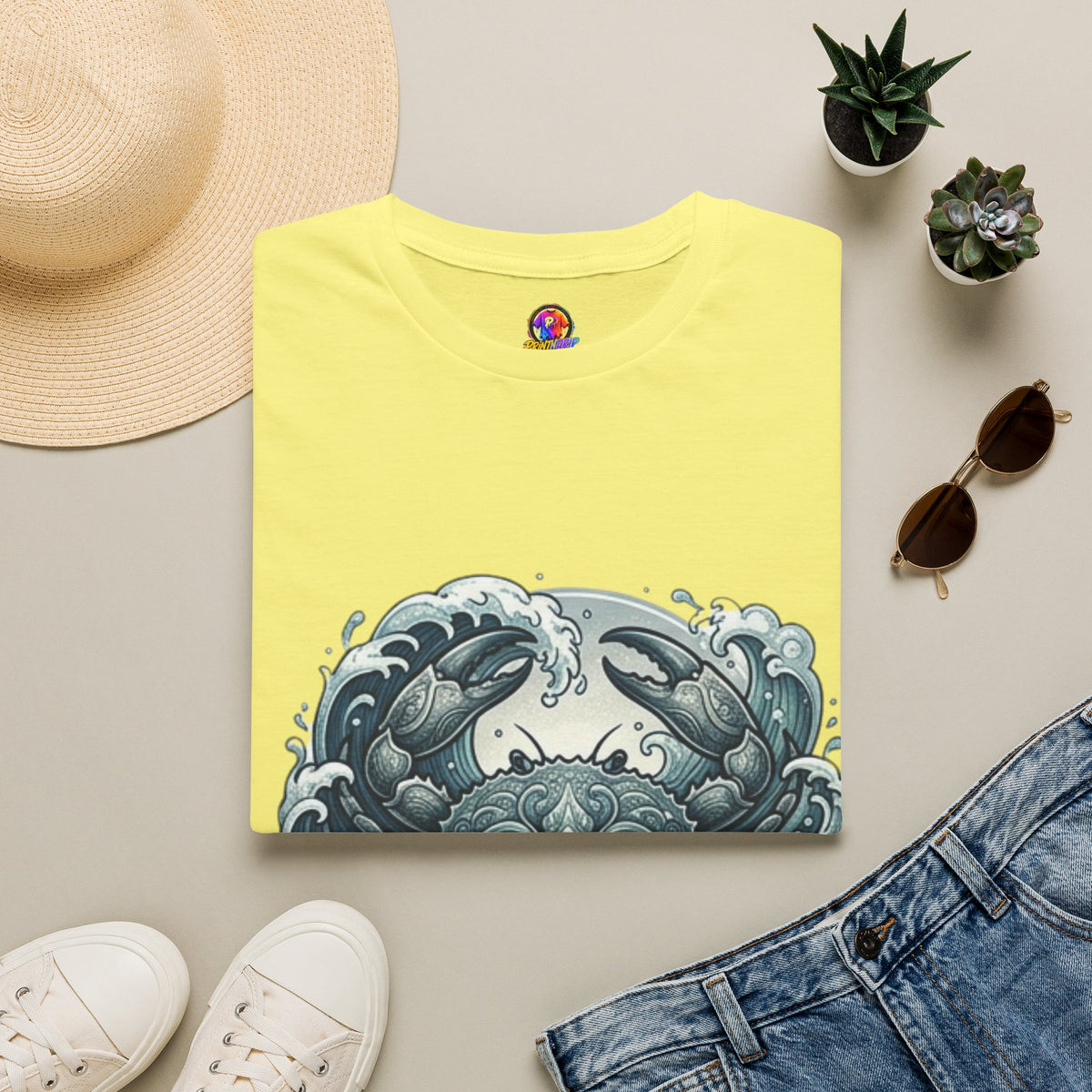 Cancer Zodiac Crab & Waves T-Shirt — Nautical Ocean Art Tee
