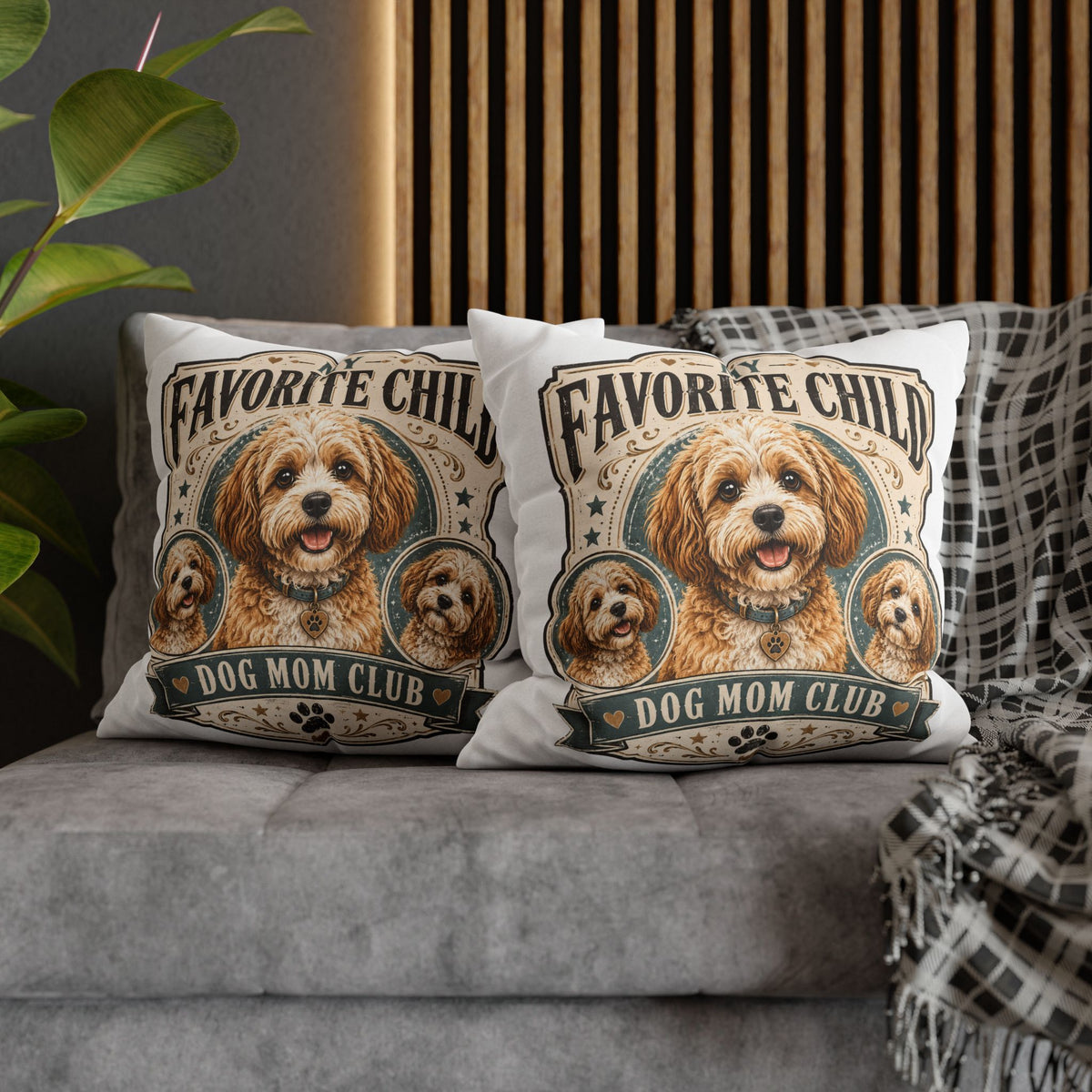 Dog Mom Pillowcase Milo Bailey Dog Dad Mom — "My Favorite Child" Spun Polyester Decorative Pillowcase