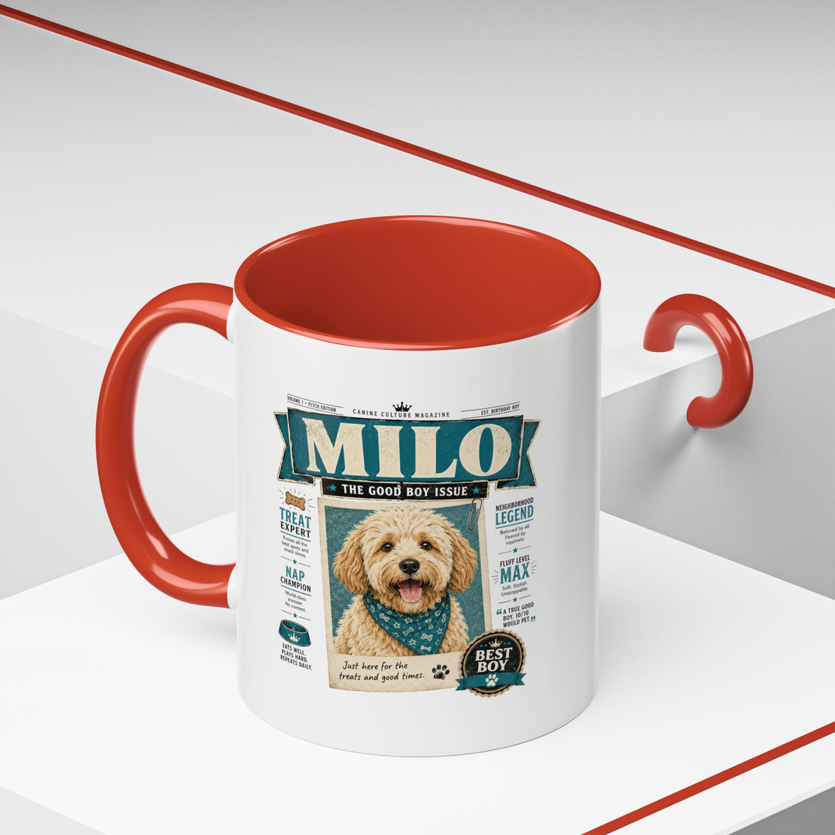 Milo Bailey Dog Dad Mom Personalized Dog Mug – “Milo” Good Boy Vintage Pet Coffee Mug