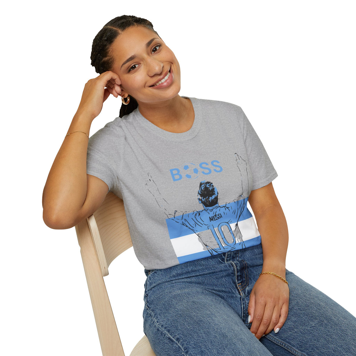 Soccer Boss T‑Shirt — 'BOSS' Striped Football Player Graphic Tee