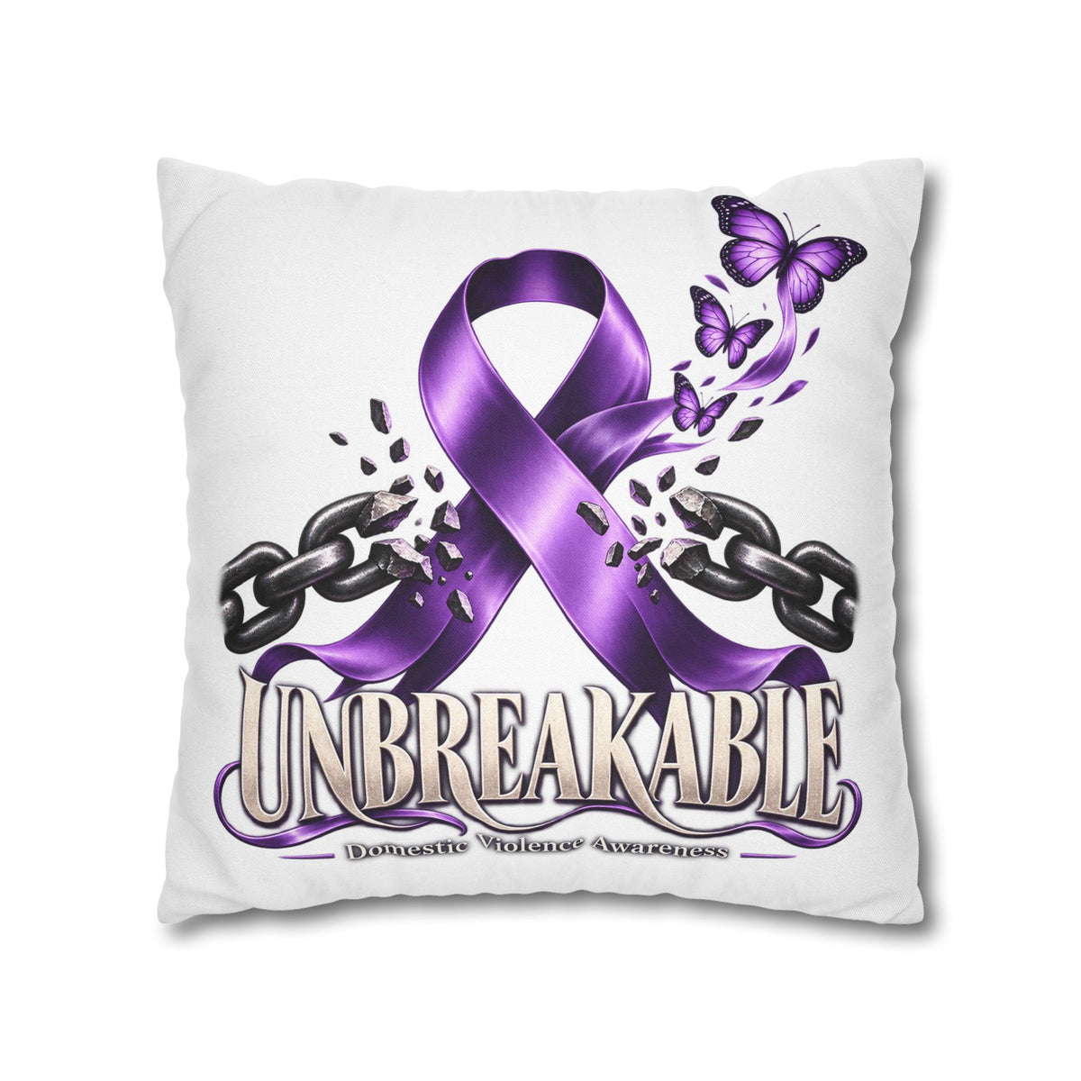 Domestic Violence Unbreakable Purple Ribbon Decorative Pillowcase