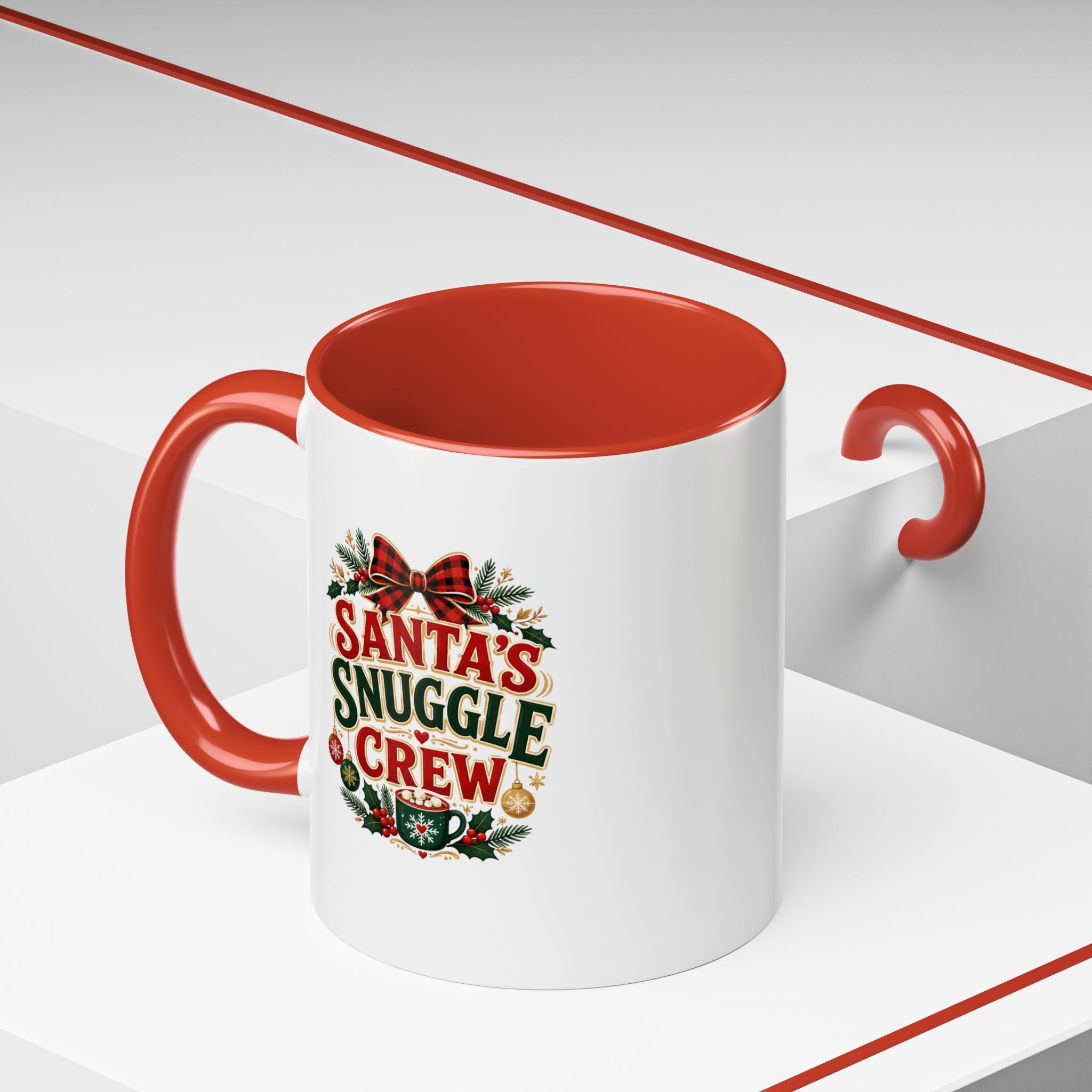 Santa’s Snuggle Crew Accent Coffee Mug — Holiday Christmas Cocoa Cup