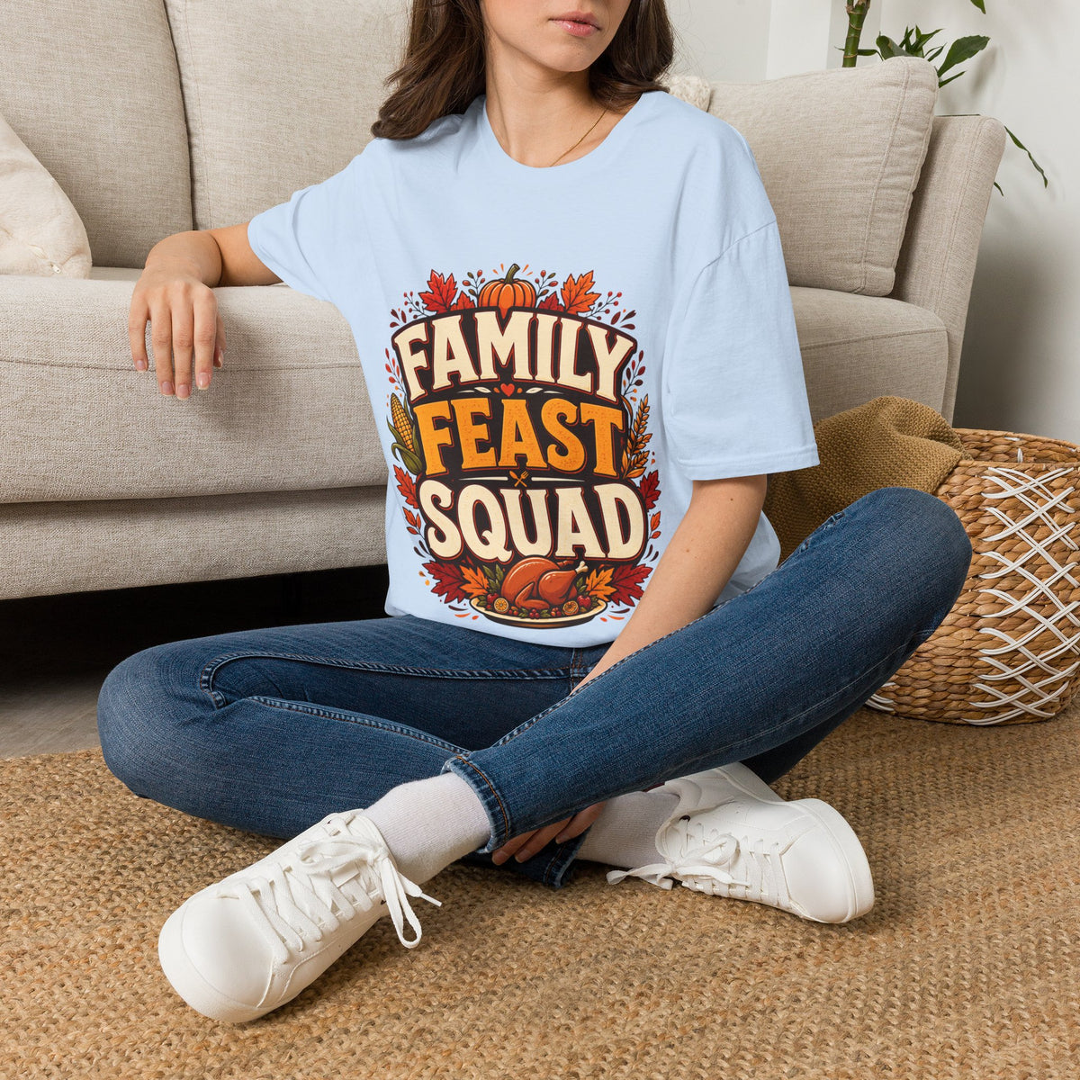 Thanksgiving T-Shirt Family Feast Squad T-Shirt — Thanksgiving Fall Harvest Tee