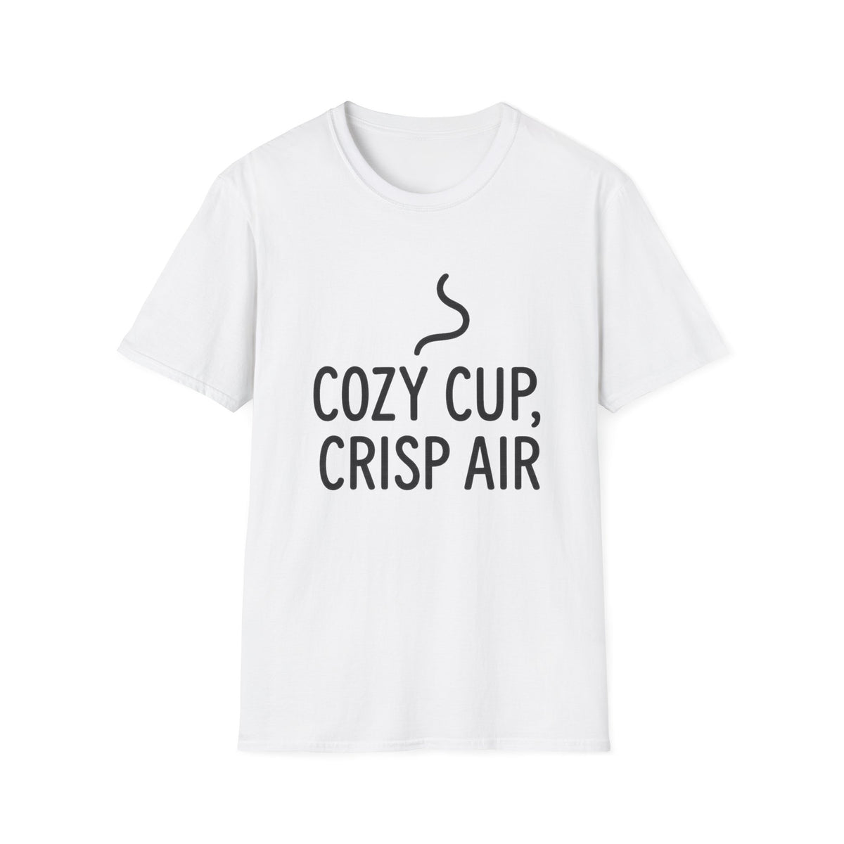 "Cozy Cup, Crisp Air" Fall Coffee Graphic Tee - Minimalist Autumn Vibe White T-Shirt - Trending Now - September 2026