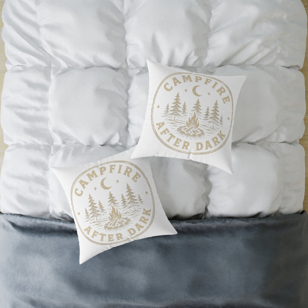 Campfire After Dark Throw Pillow Milo Bailey Dog Dad Mom — Outdoor Camping Decorative Pillow