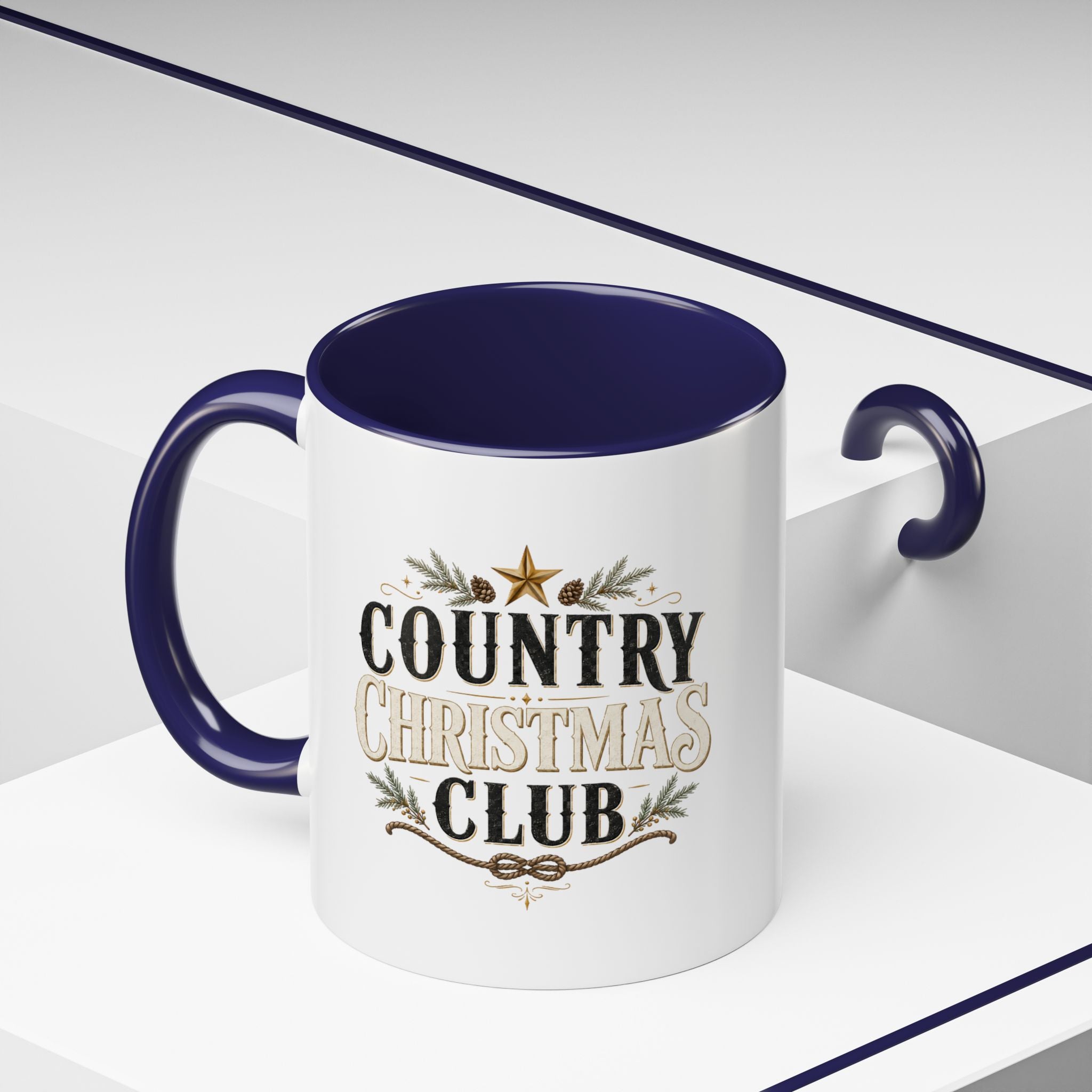 Christmas Country Christmas Club Accent Coffee Mug — Festive Rustic Holiday Coffee Cup