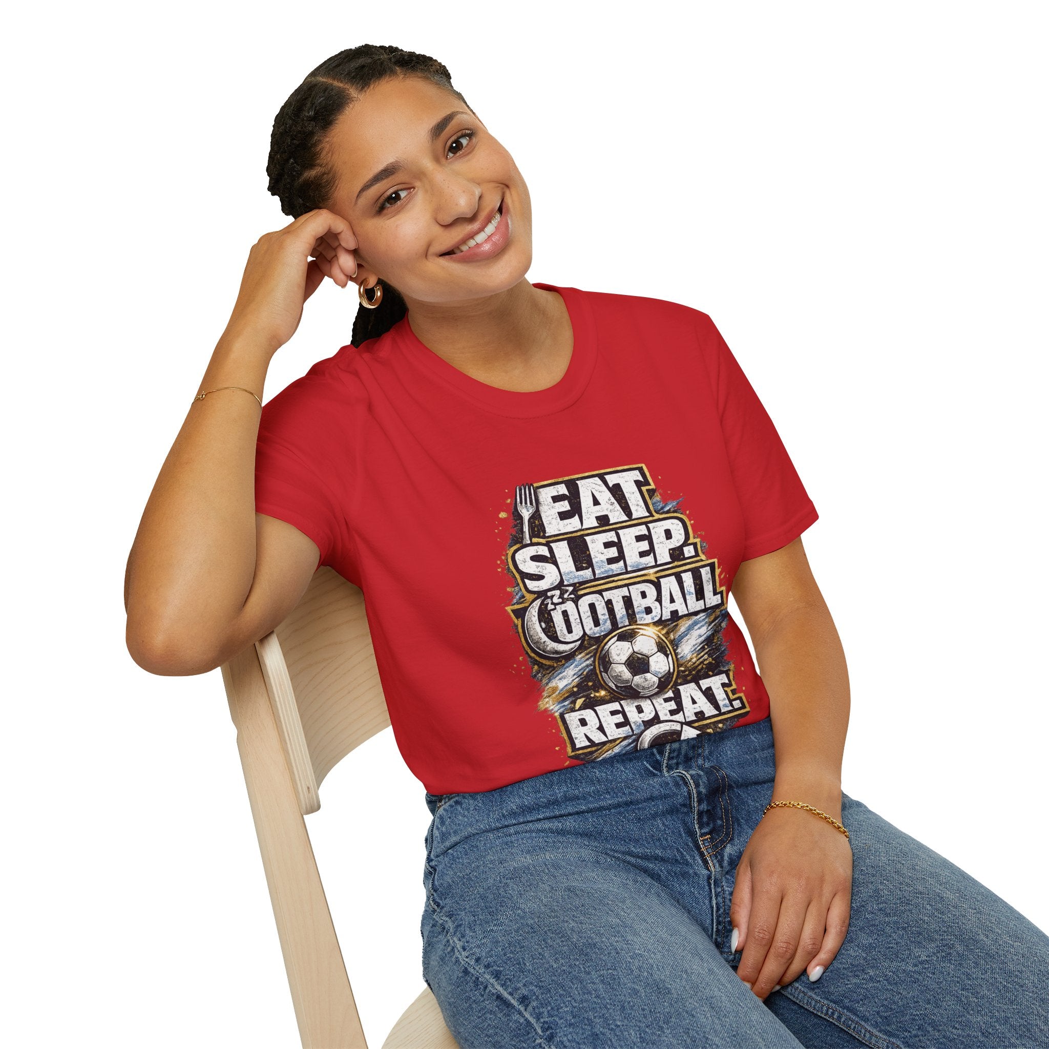 Football 'Eat Sleep Football Repeat' T-Shirt — Vintage Soccer Fan Tee