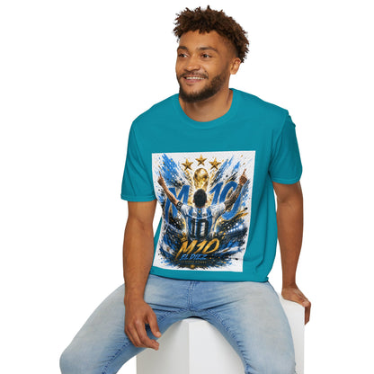 Argentna  Soccer M10 Champion T-Shirt — Gold Trophy & Stars Football Fan Tee