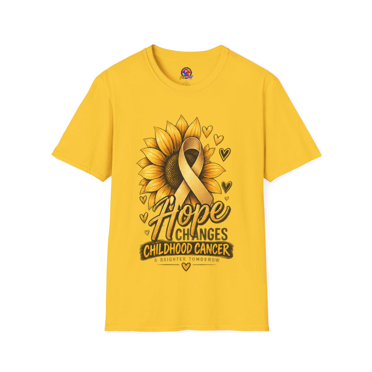 Childhood Cancer Awareness T-Shirt — "Hope Changes Lives" Sunflower Ribbon