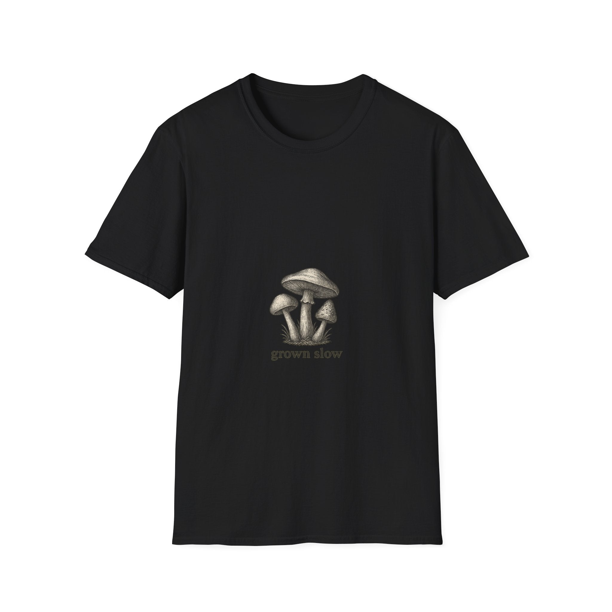 "Grown Slow" Vintage Wild Mushroom Tee - Aesthetic Cottagecore Nature Lover White T-Shirt - Trending Now - September 2026