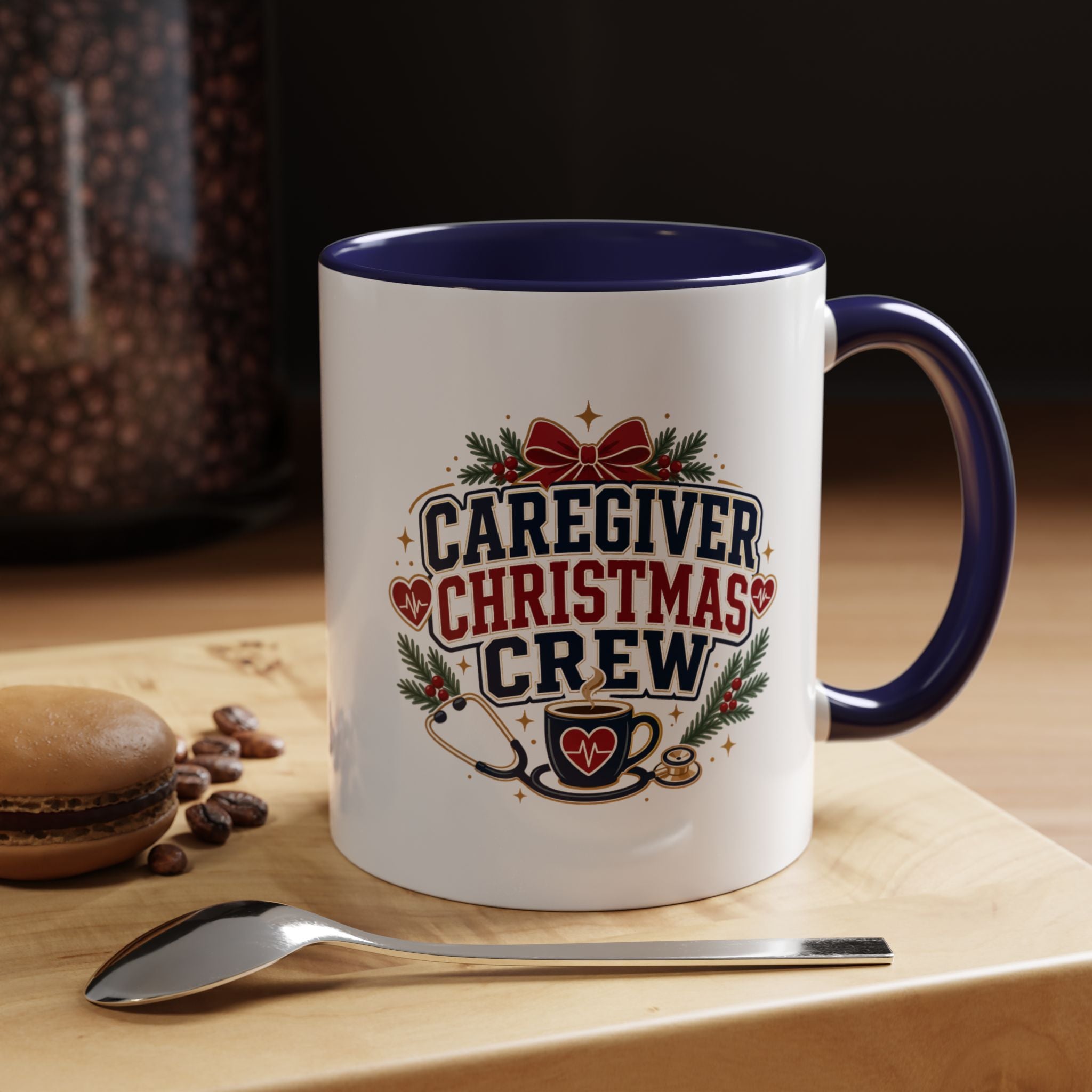 Modern Day Christmas Caregiver Christmas Crew Accent Coffee Mug – Holiday Nurse & Caregiver Gift (11/15oz)