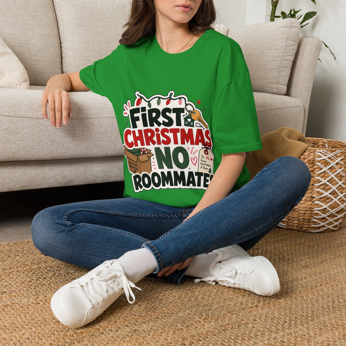 First Christmas No Roommates T-Shirt — Funny Holiday New Home Tee