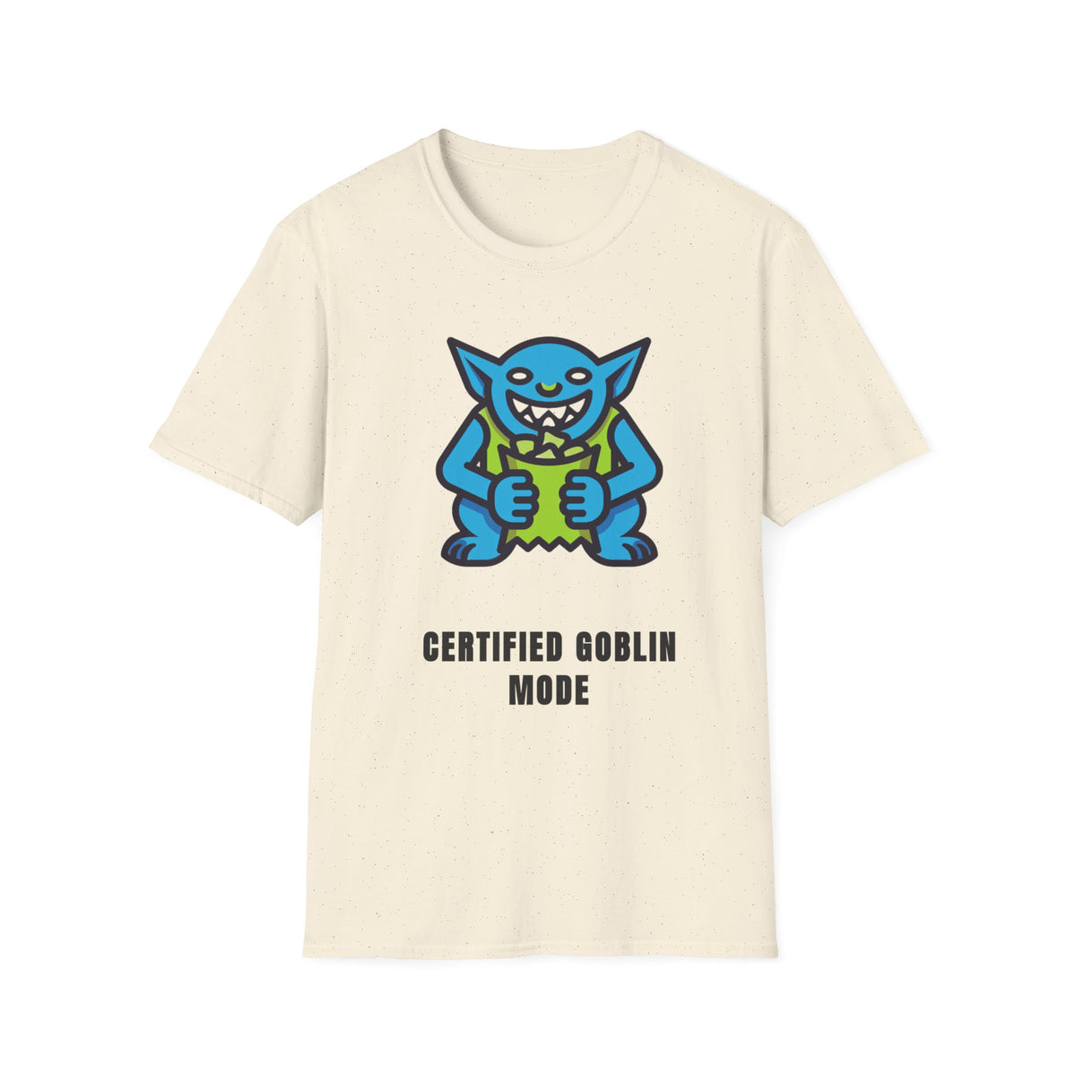 Gritty Goblin Graphic Tee - Cute Blue Goblin "Destined Goblin Mode" T-Shirt - Trending Now - September 2026