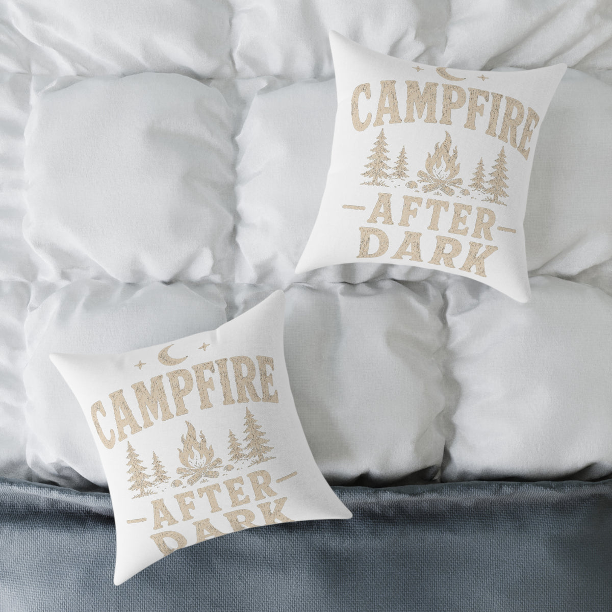 Campfire After Dark Square Pillow Milo Bailey Dog Dad Mom– Rustic Outdoor Cabin Decor