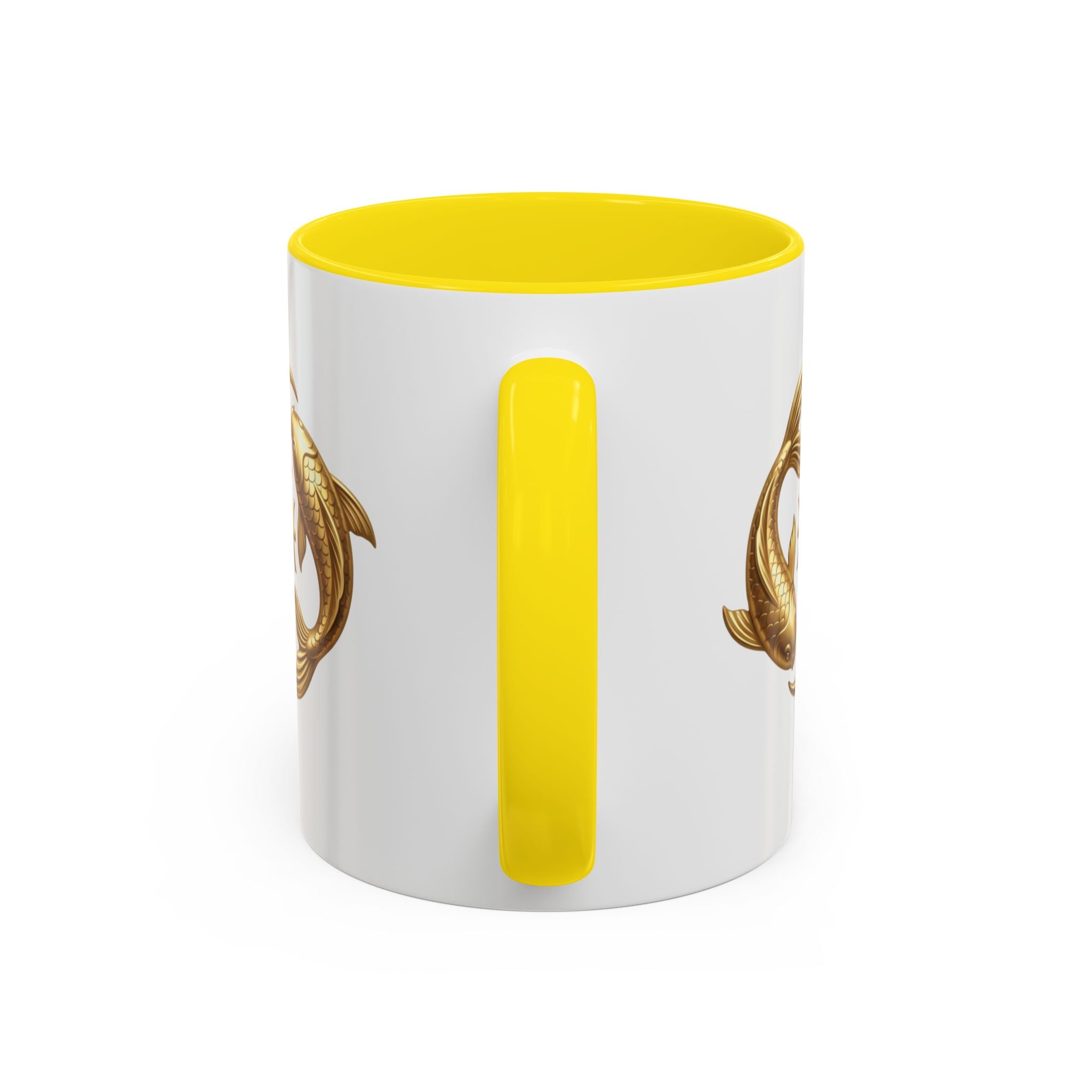Pisces Zodiac Coffee Mug – Gold Koi Fish Horoscope Accent Mug