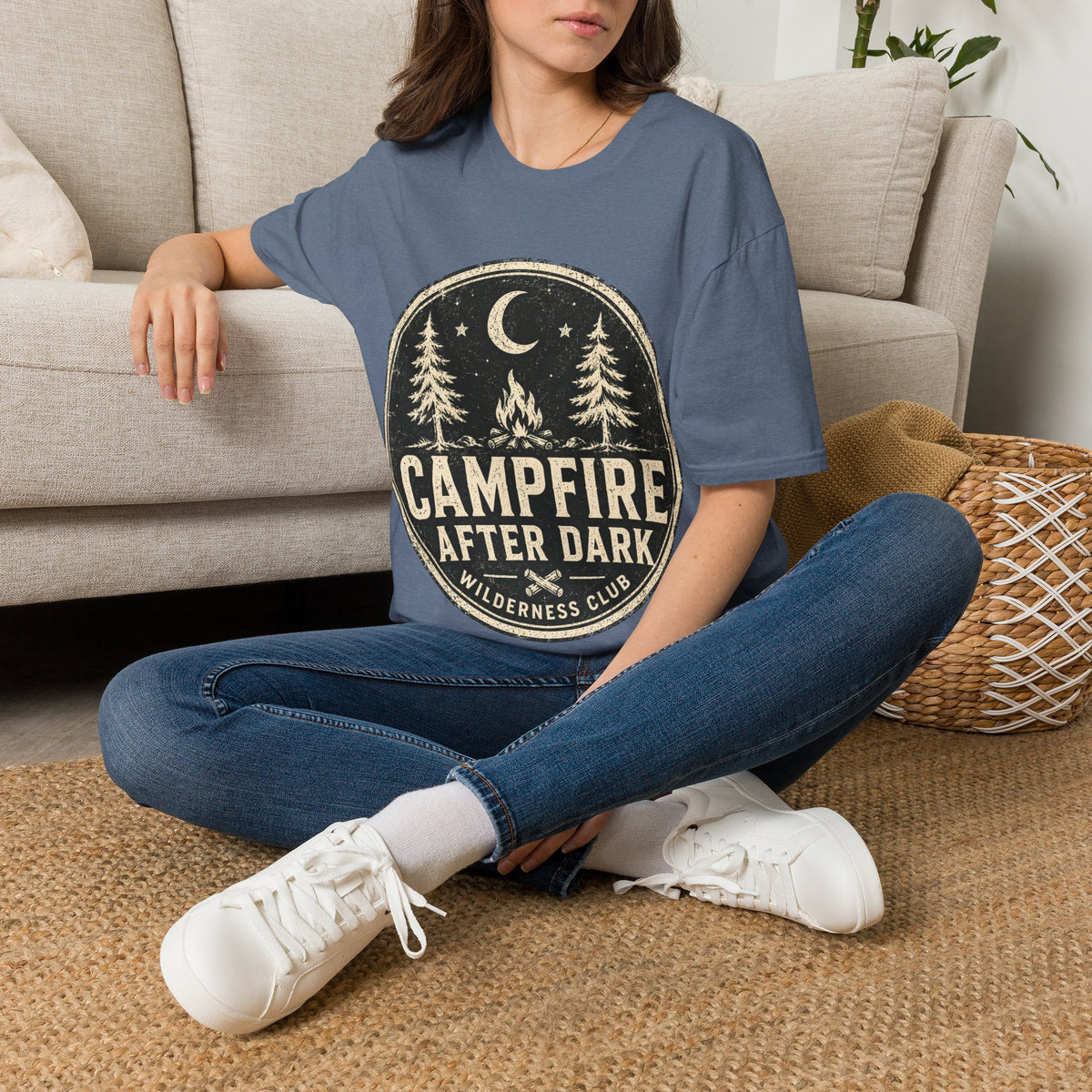 Campfire After Dark Tee — Vintage Wilderness Camping T-Shirt