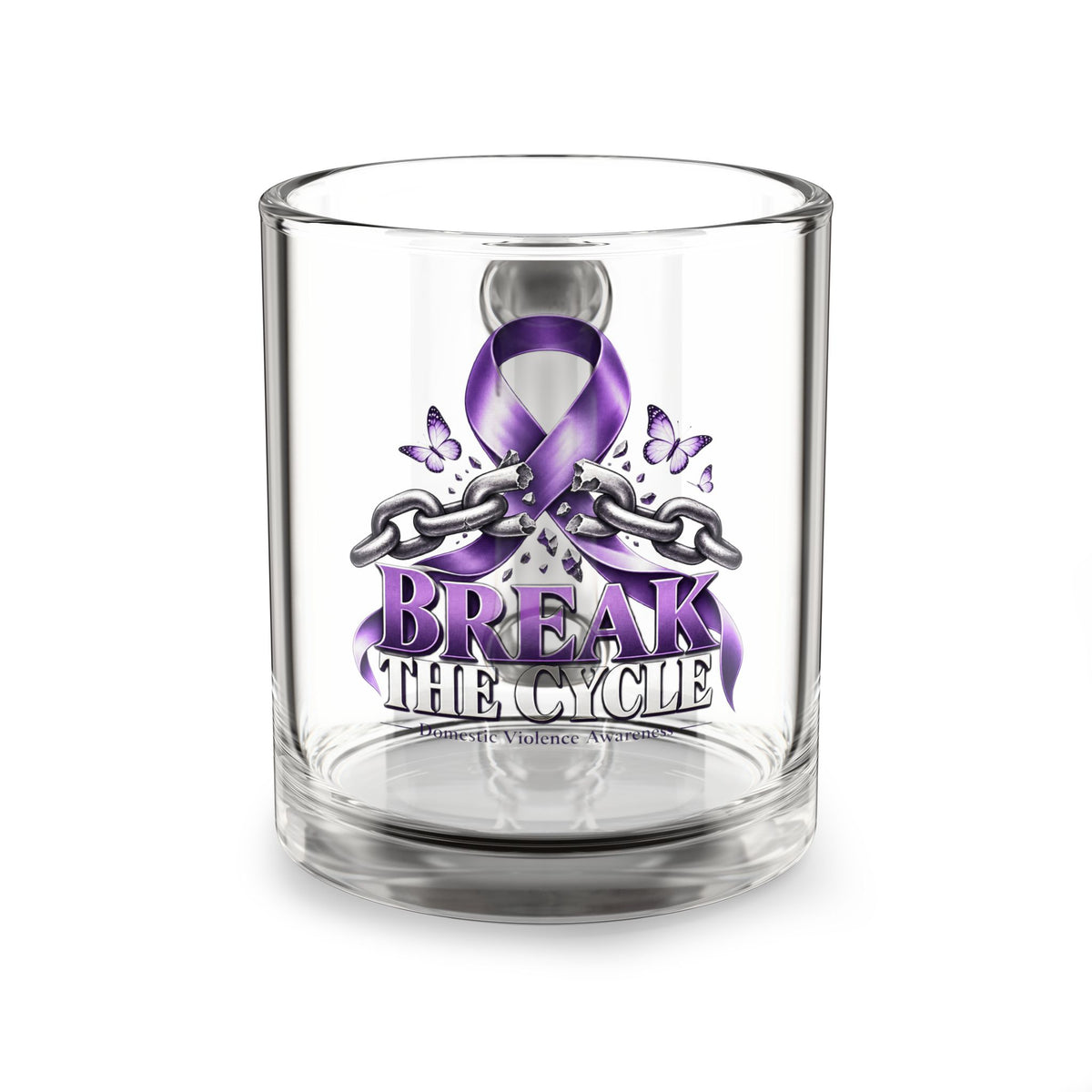 Break the Cycle Purple Ribbon Glass Mug – 10 oz Domestic Violence  Awareness Coffee Cup