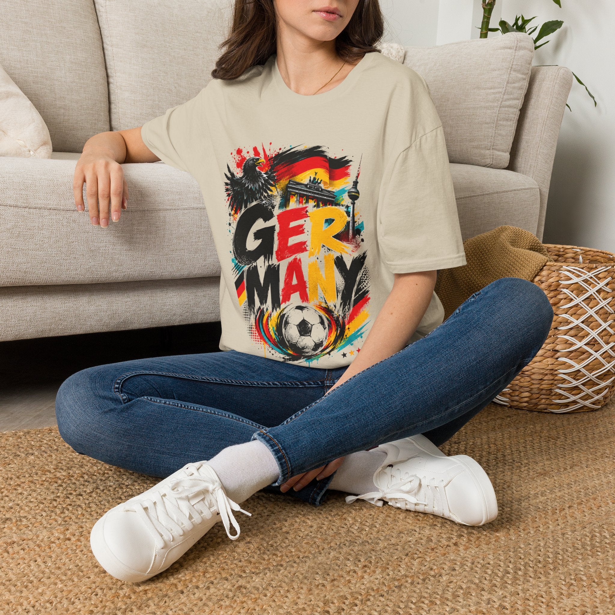 Germany Soccer Graphic T‑Shirt — Flag, Eagle & Brandenburger Tor Design
