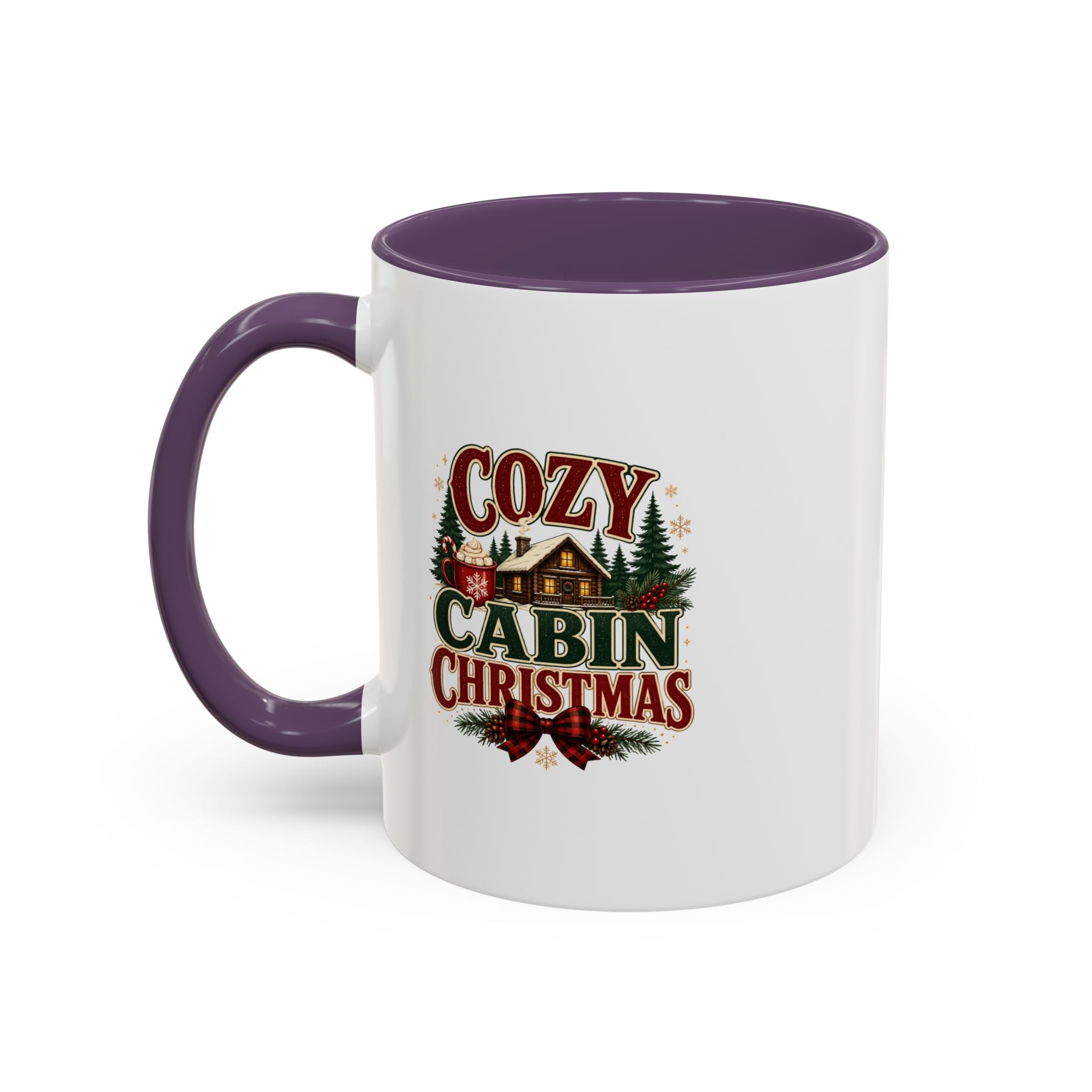 Cozy Cabin Christmas Accent Coffee Mug – Holiday Cabin Coffee Cup