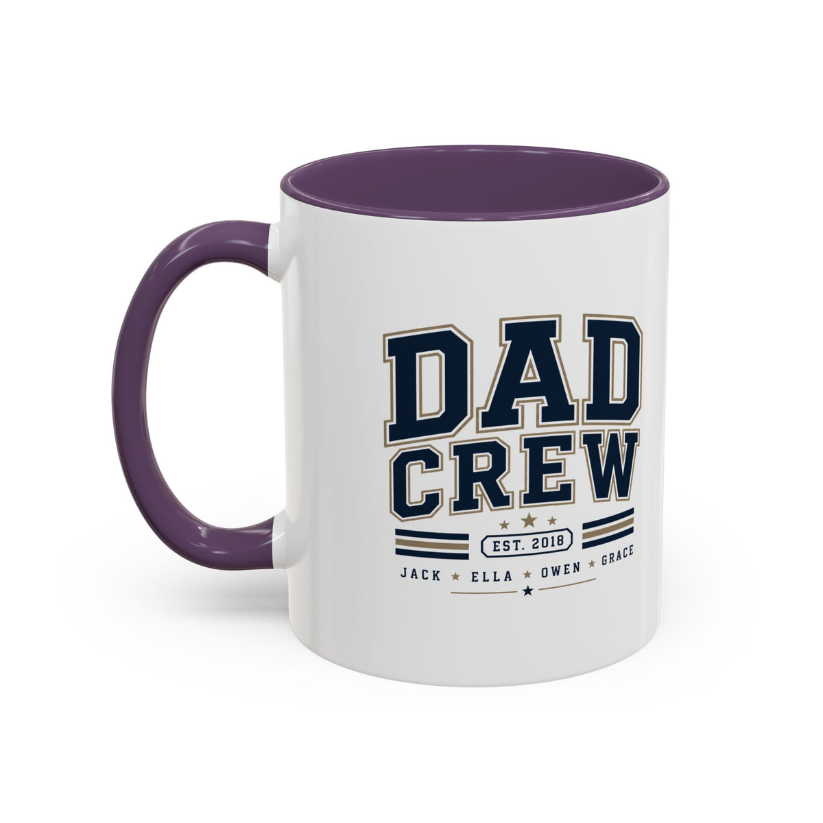 Milo Bailey Dog Dad Mom Dad Crew Accent Coffee Mug — Personalized Family Names, Established Date Coffee Cup