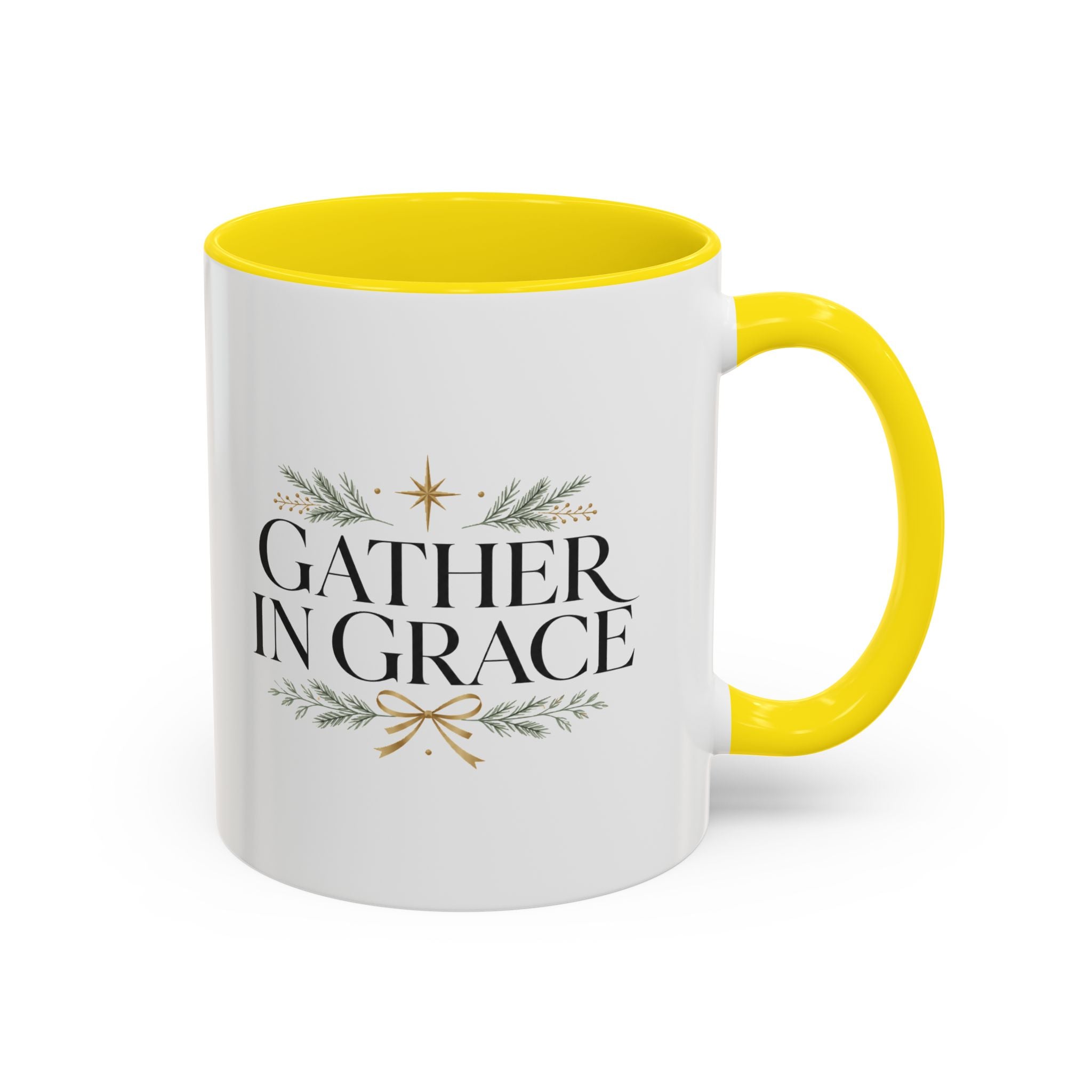 Christmas Gather in Grace Coffee Mug — Inspirational Holiday Accent Mug