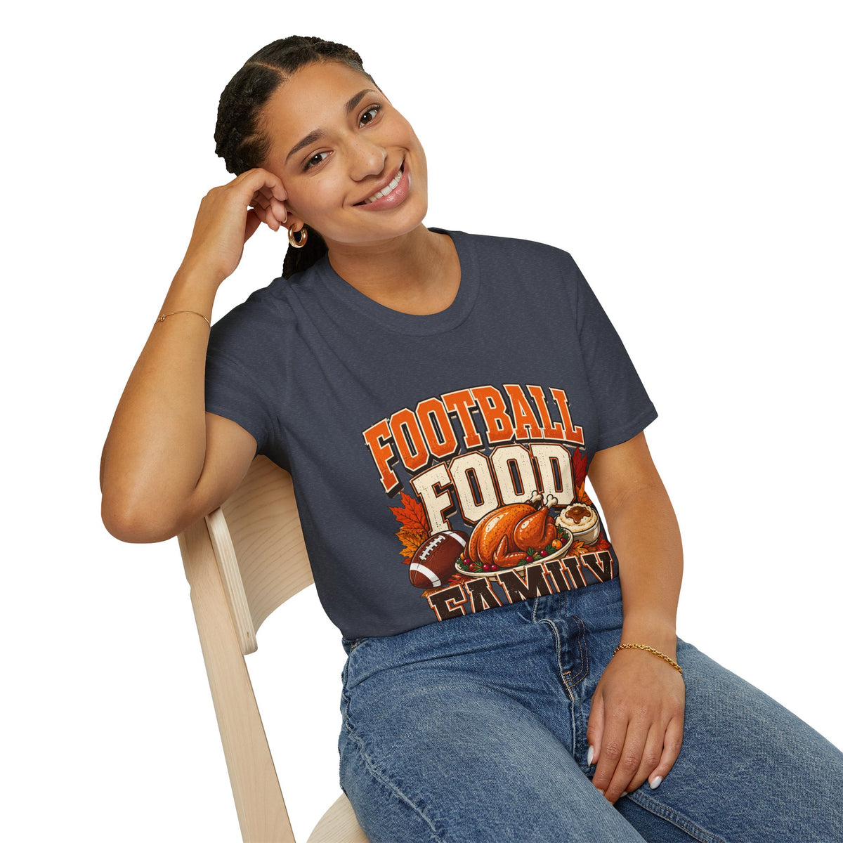 Thanksgiving T-Shirt Football Food Family T-Shirt — Thanksgiving Tailgate Tee for Fans