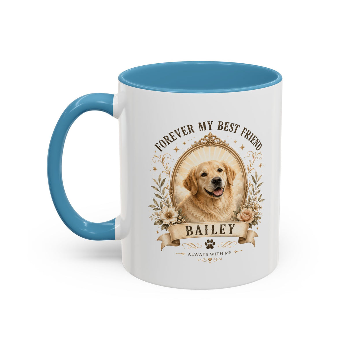 Milo Bailey Dog Dad Mom Personalized Dog Coffee Mug – "Forever My Best Friend" Golden Retriever Memorial Accent Mug
