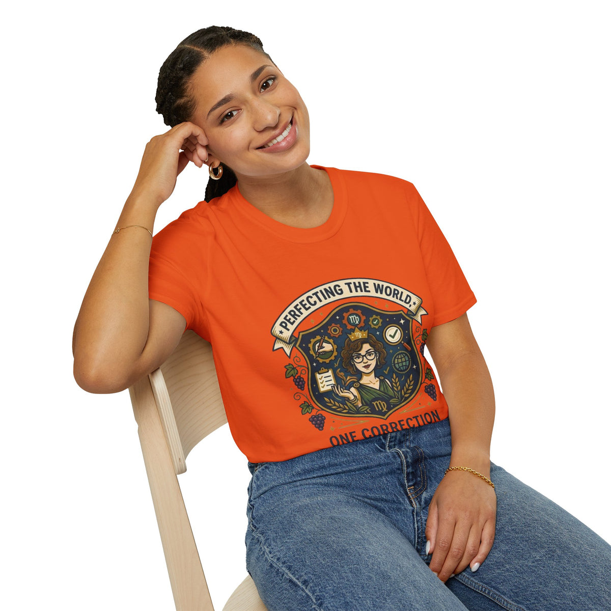 Virgo T‑Shirt — "Perfecting the World One Correction at a Time" Zodiac Tee